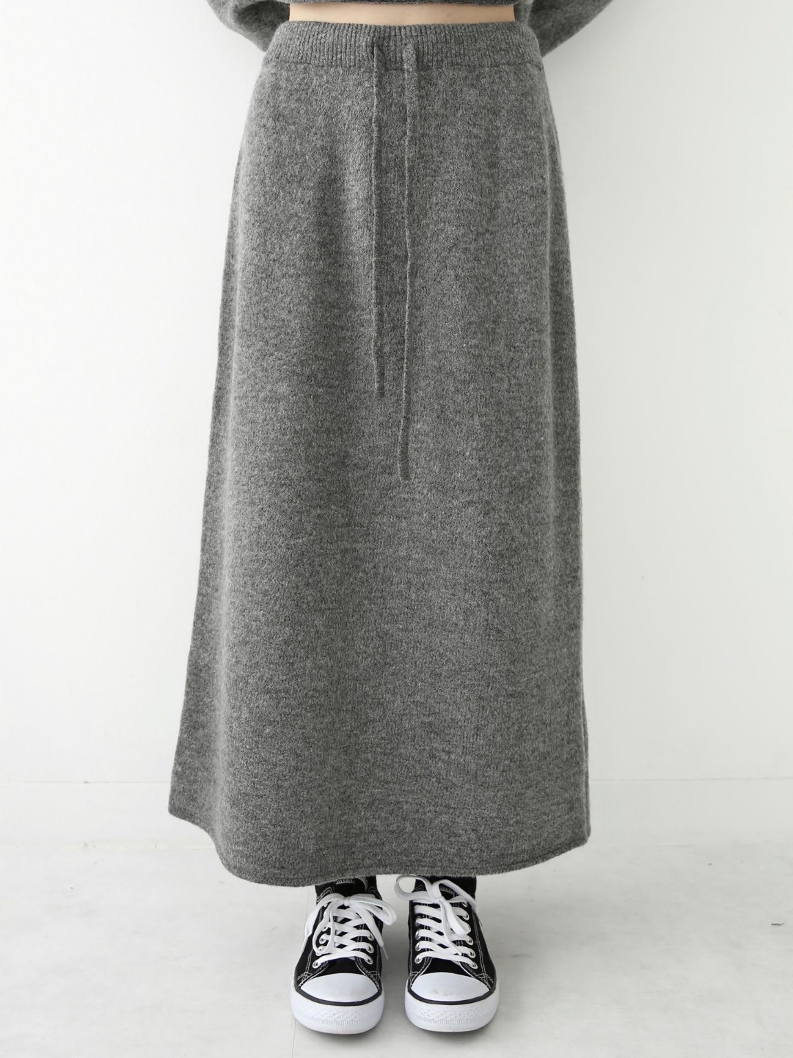 ウール混ルーズフードニット&ドロストスカートSET | 詳細画像12