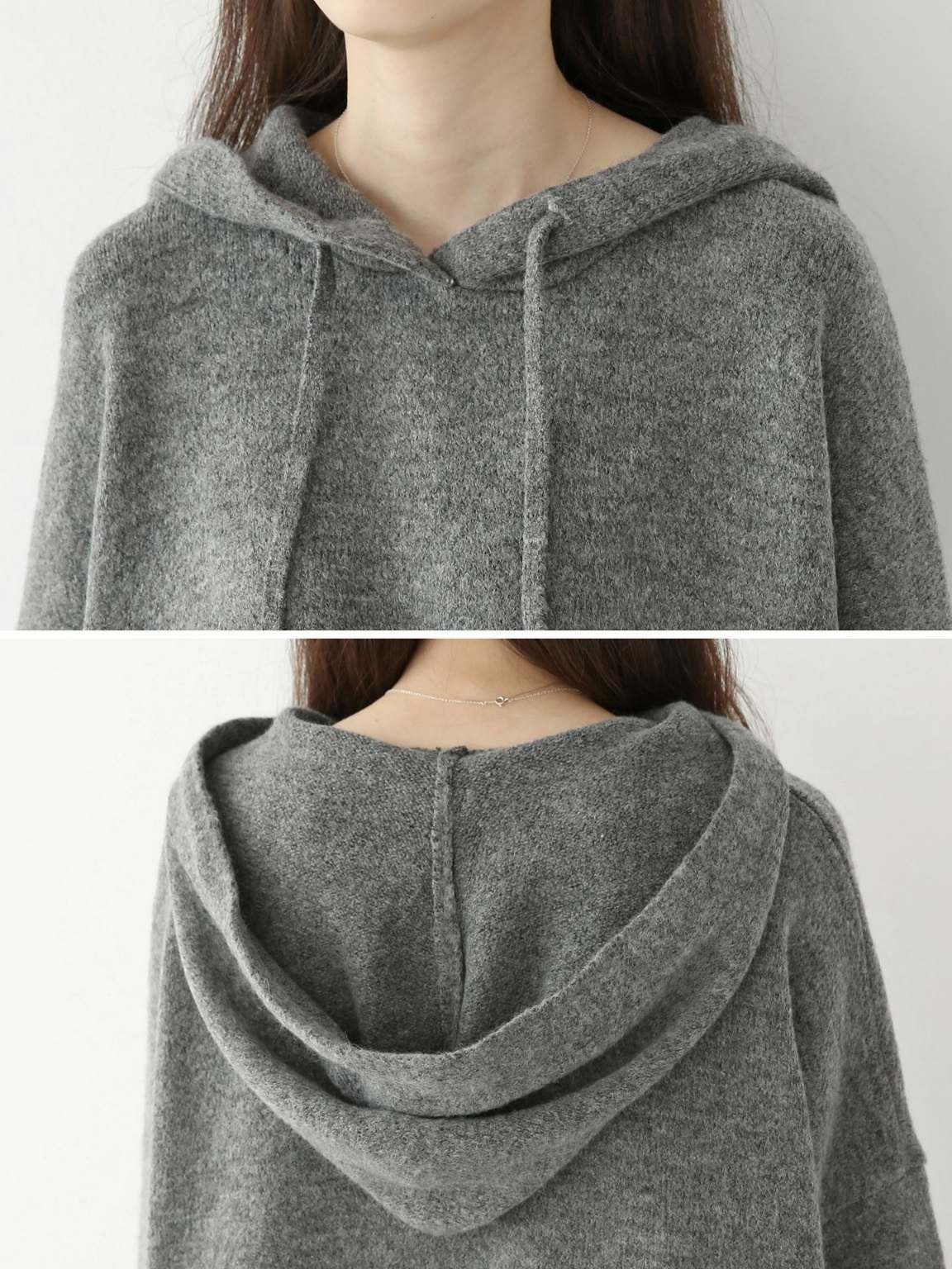 ウール混ルーズフードニット&ドロストスカートSET | 詳細画像15