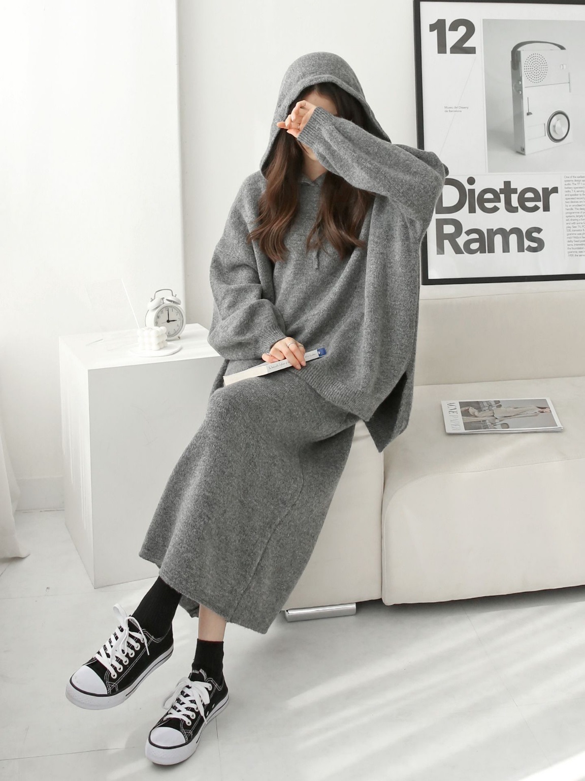 ウール混ルーズフードニット&ドロストスカートSET | 詳細画像20