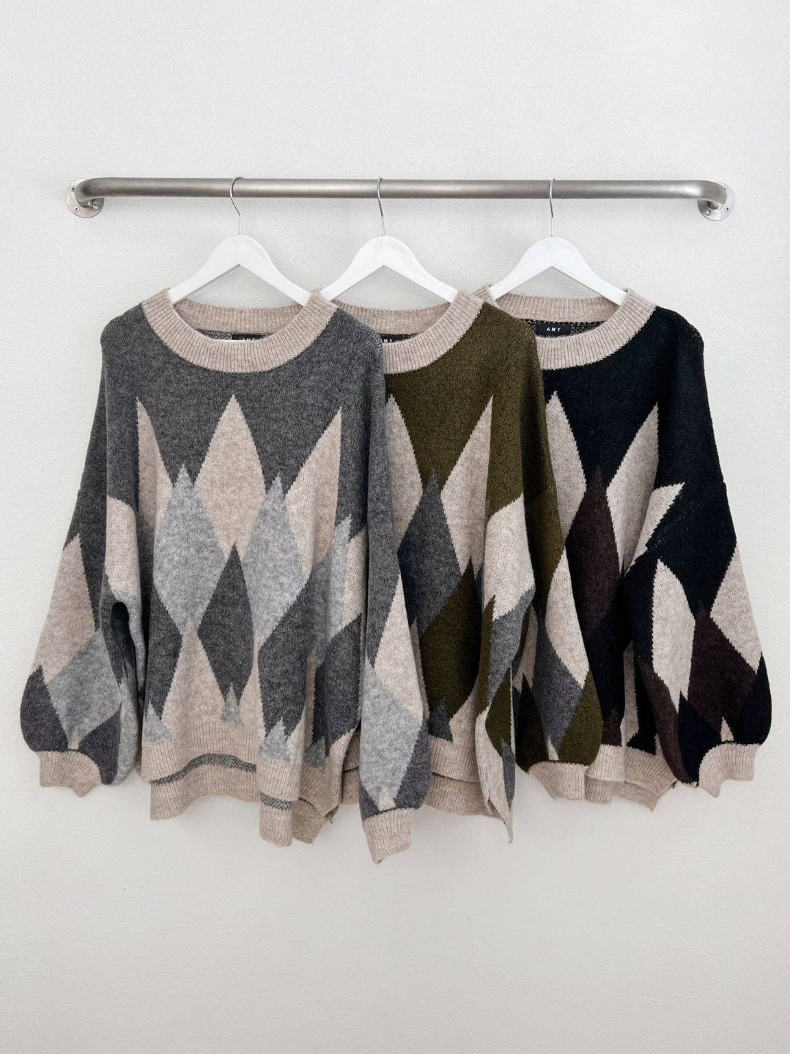 ウール混アーガイルアンバランスニット | 詳細画像2