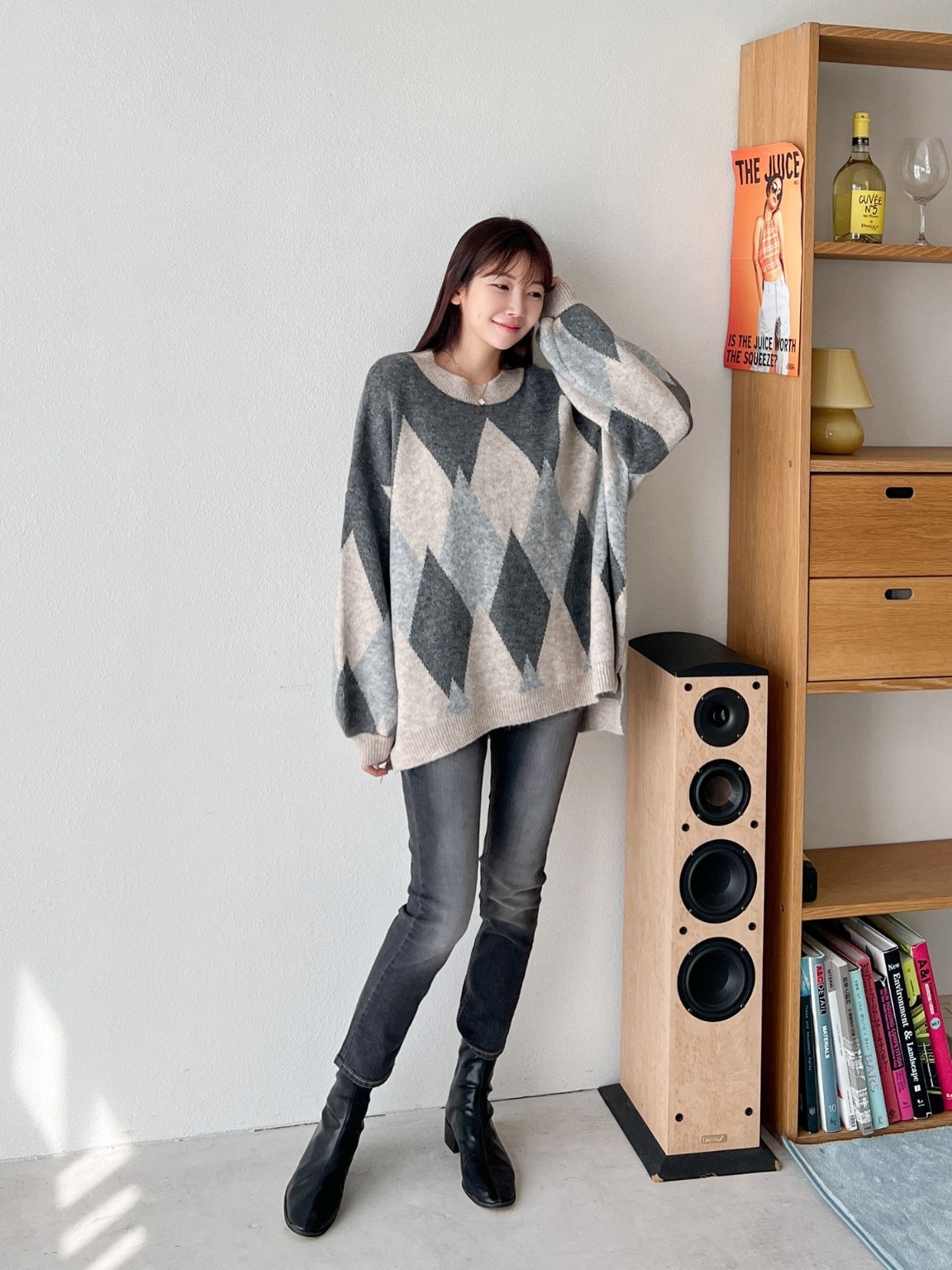 ウール混アーガイルアンバランスニット | 詳細画像3