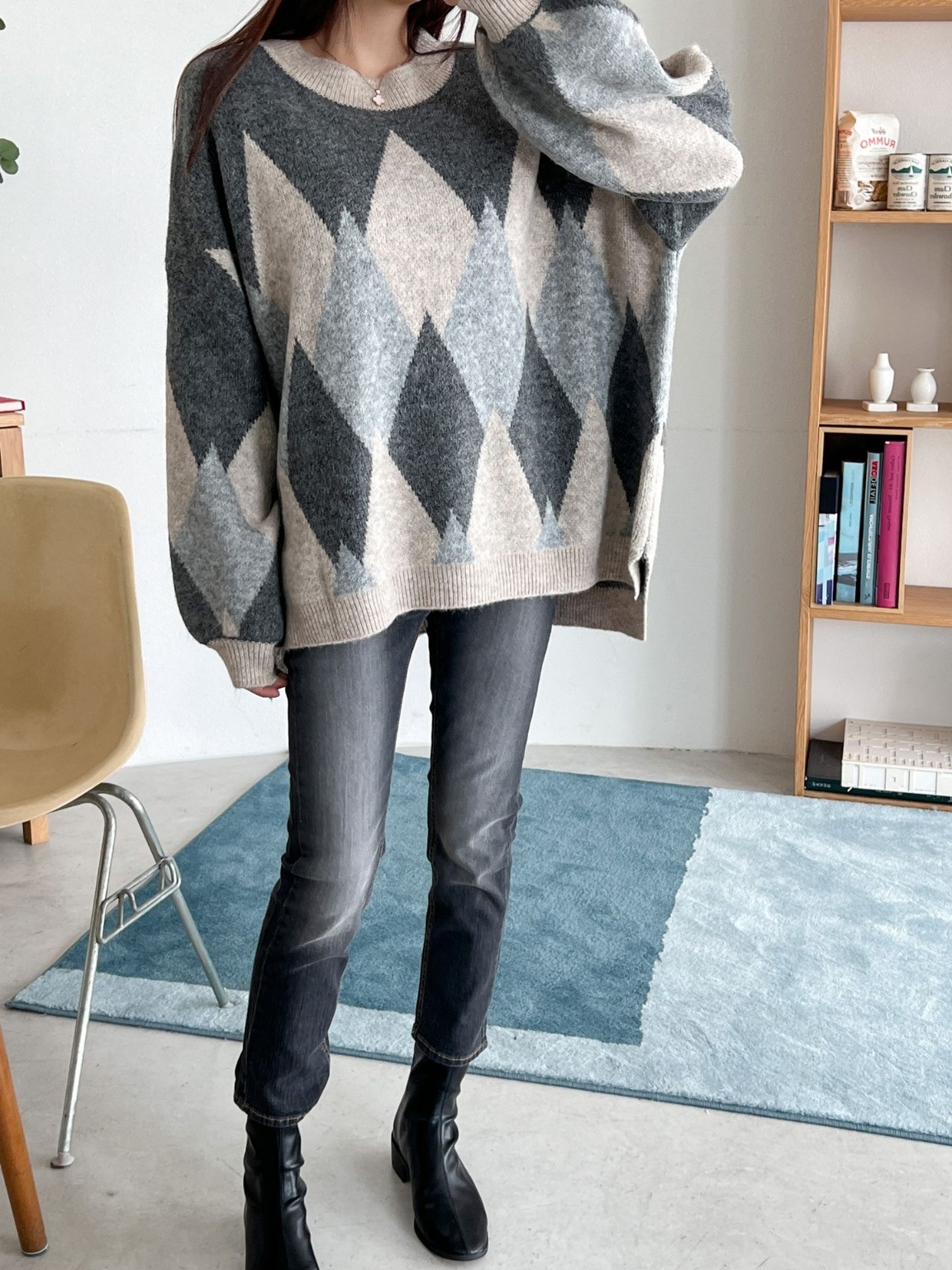 ウール混アーガイルアンバランスニット | 詳細画像4