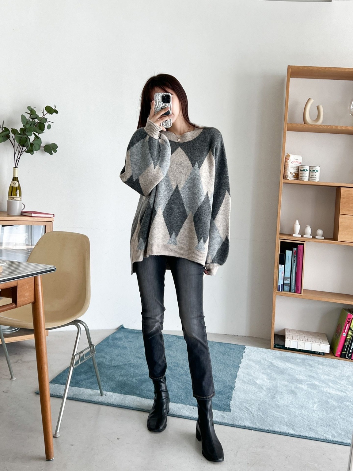 ウール混アーガイルアンバランスニット | 詳細画像5