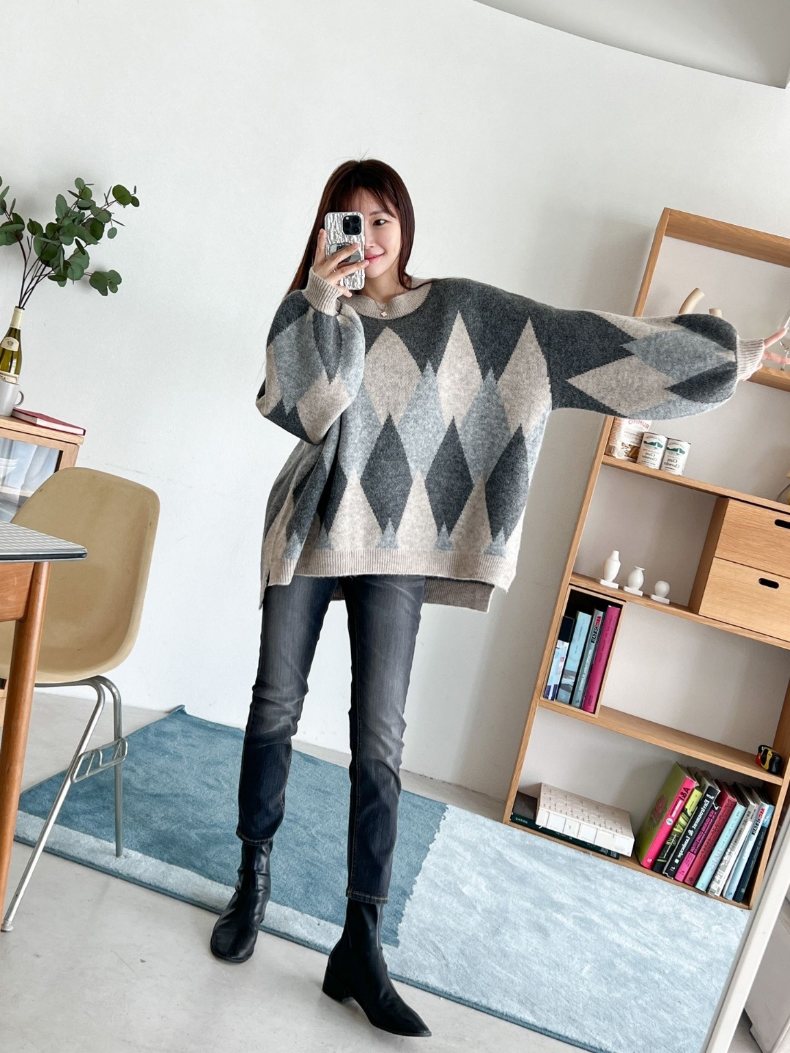 ウール混アーガイルアンバランスニット | 詳細画像6