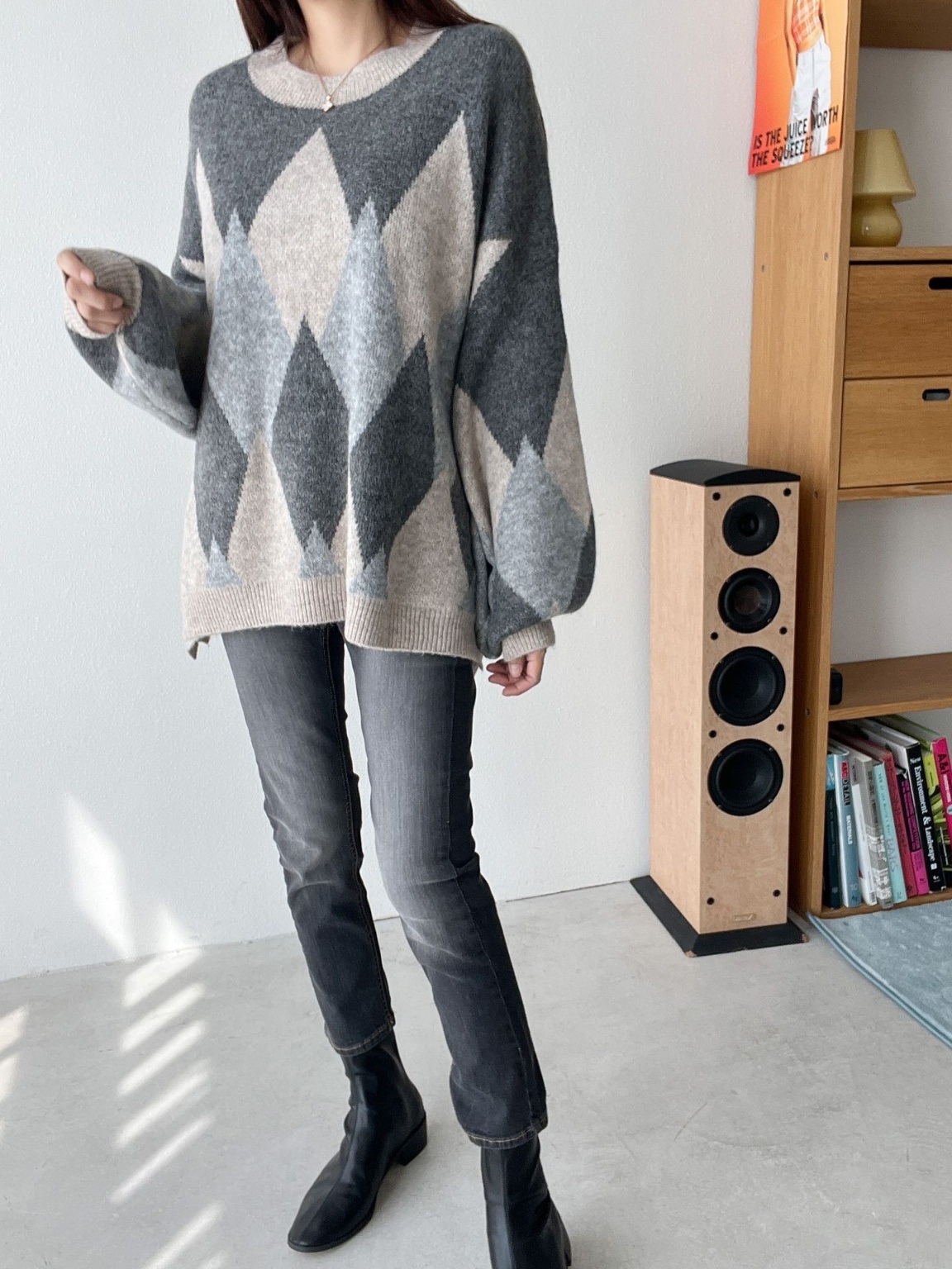 ウール混アーガイルアンバランスニット | 詳細画像7