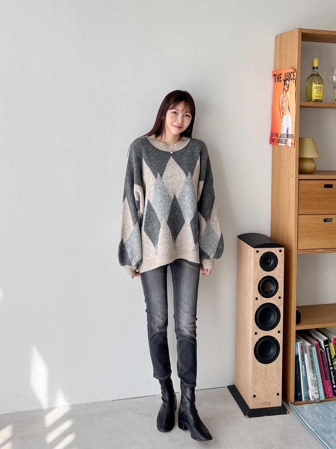 ウール混アーガイルアンバランスニット | 詳細画像8