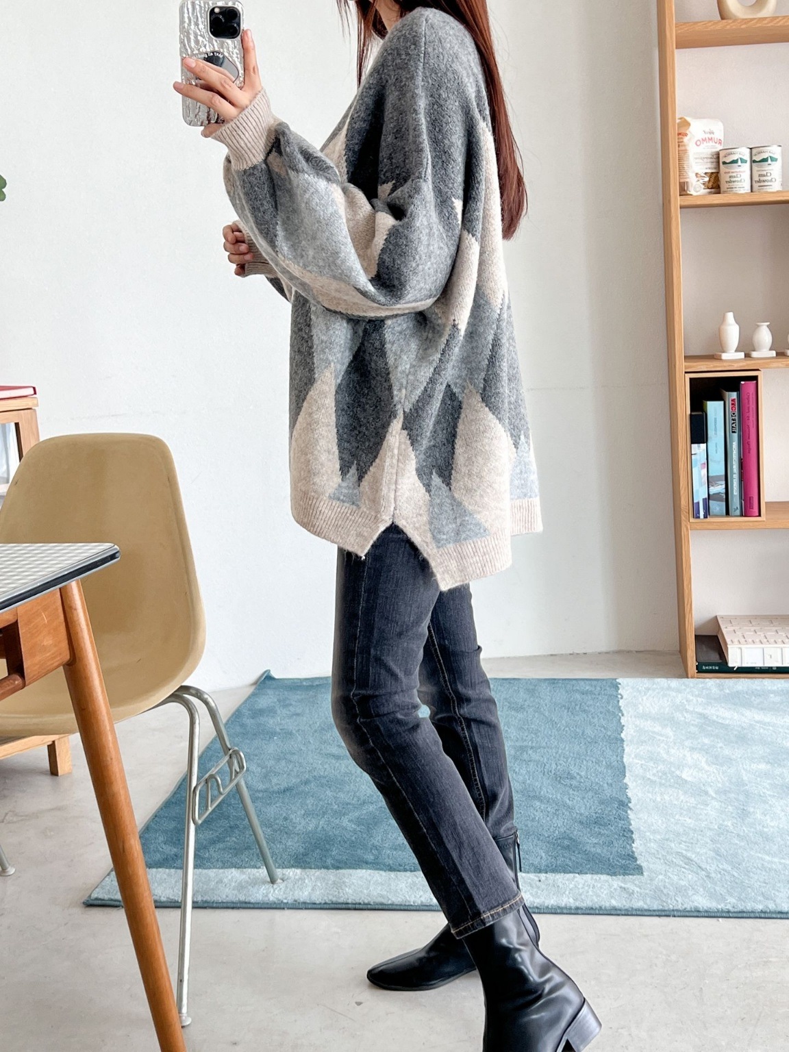 ウール混アーガイルアンバランスニット | 詳細画像11