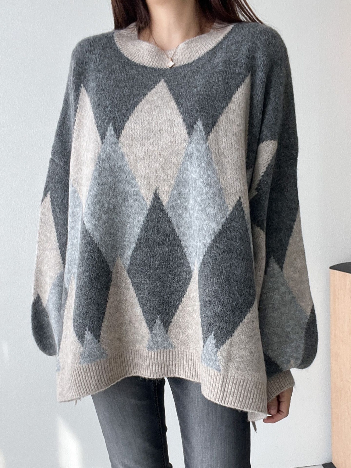 ウール混アーガイルアンバランスニット | 詳細画像13