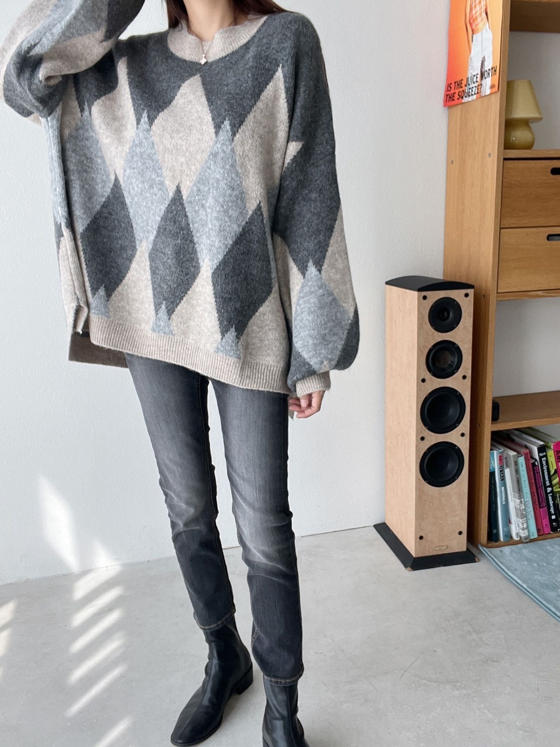 ウール混アーガイルアンバランスニット | 詳細画像18