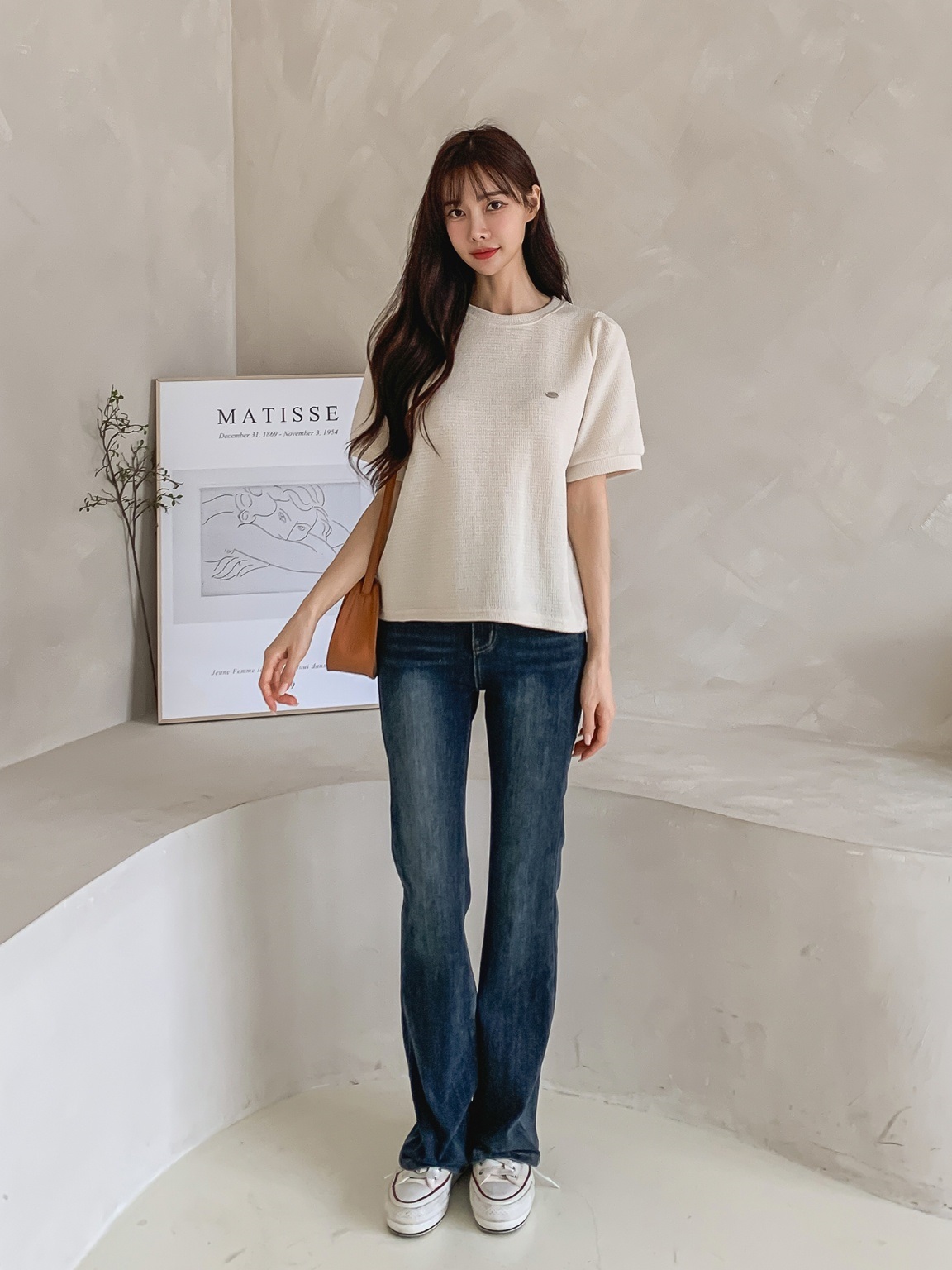 パフ半袖オーバルチャームワッフルTシャツ | 詳細画像4