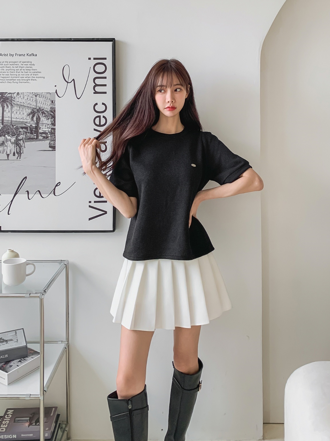 パフ半袖オーバルチャームワッフルTシャツ | 詳細画像14