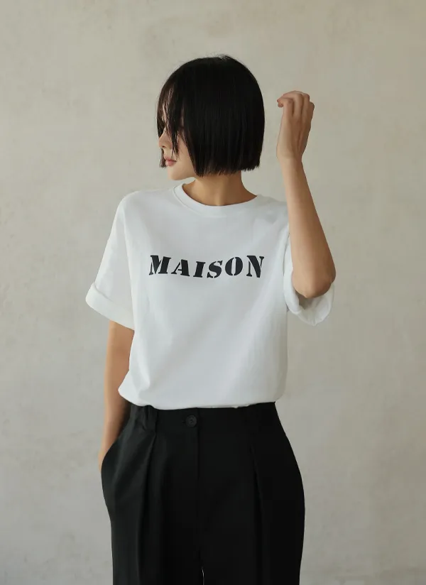 MAISONレタリング半袖Tシャツ | aboutsome | 詳細画像1