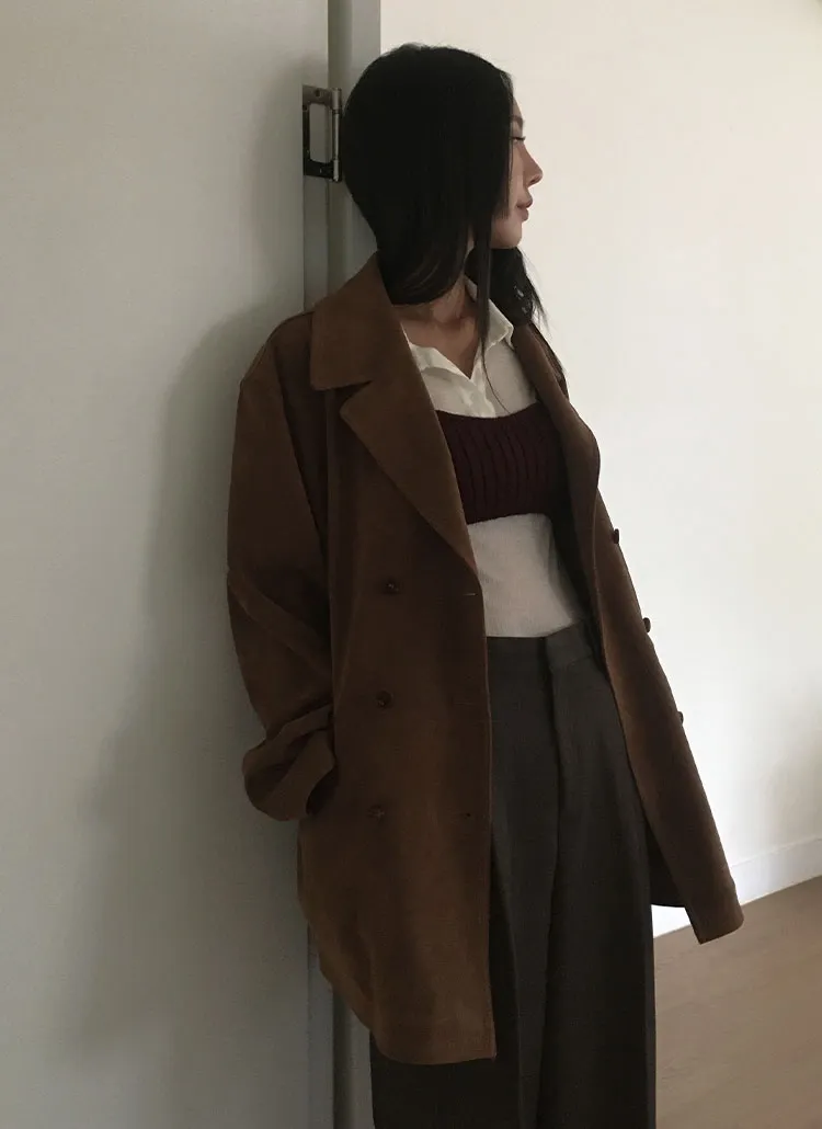 ダブルボタンエコスエードジャケット(camel brown) | Unique luce | 詳細画像1