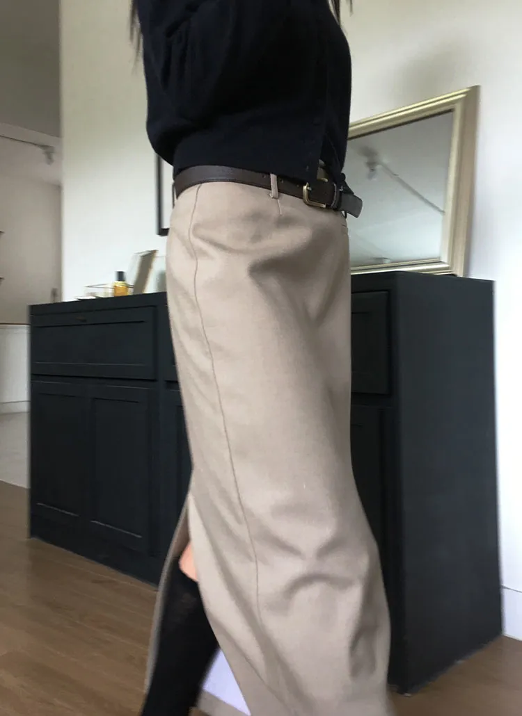 ベルトループマキシスカート(beige) | Unique luce | 詳細画像1
