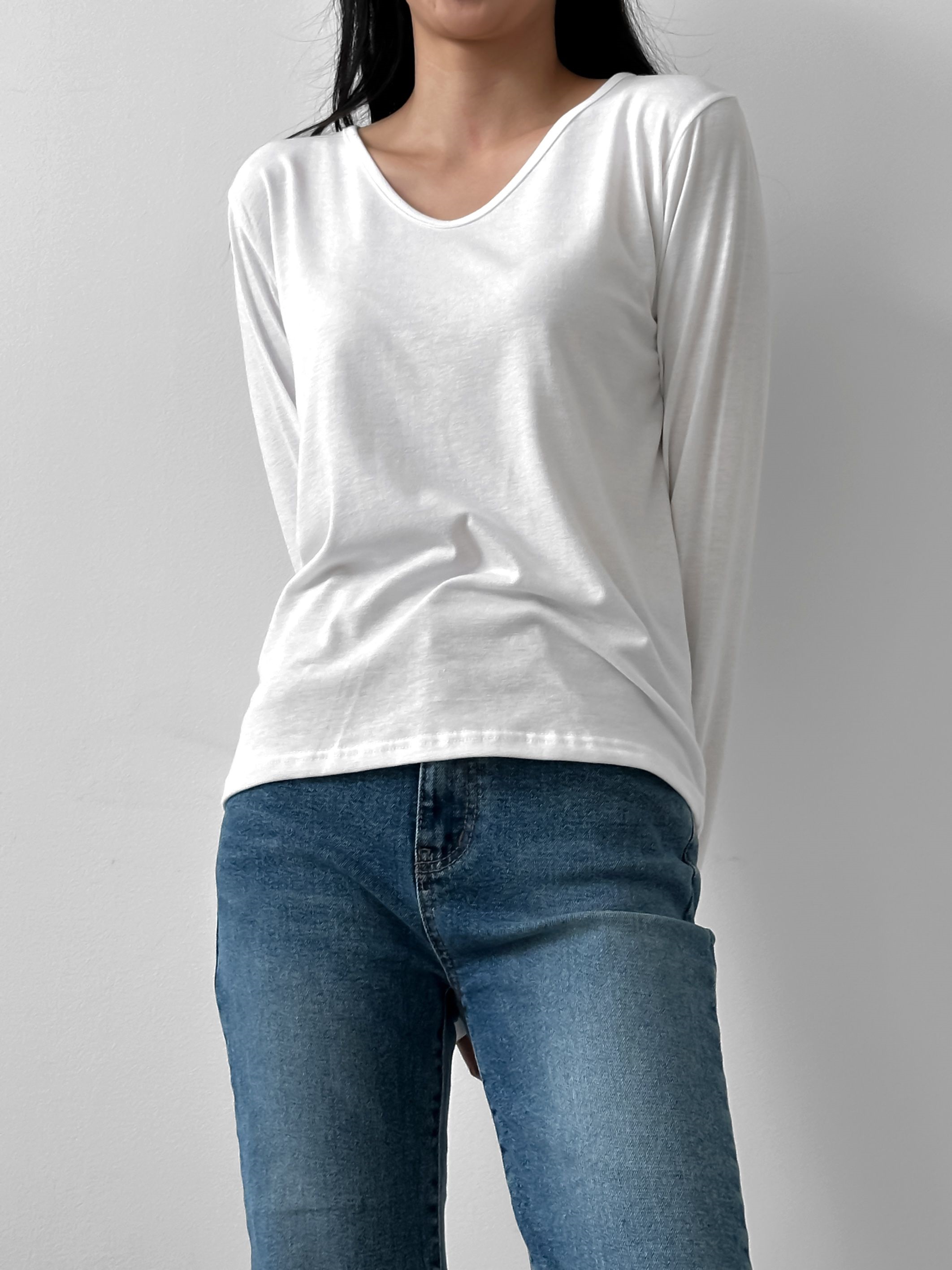 カーブVネック長袖Tシャツ | 詳細画像12