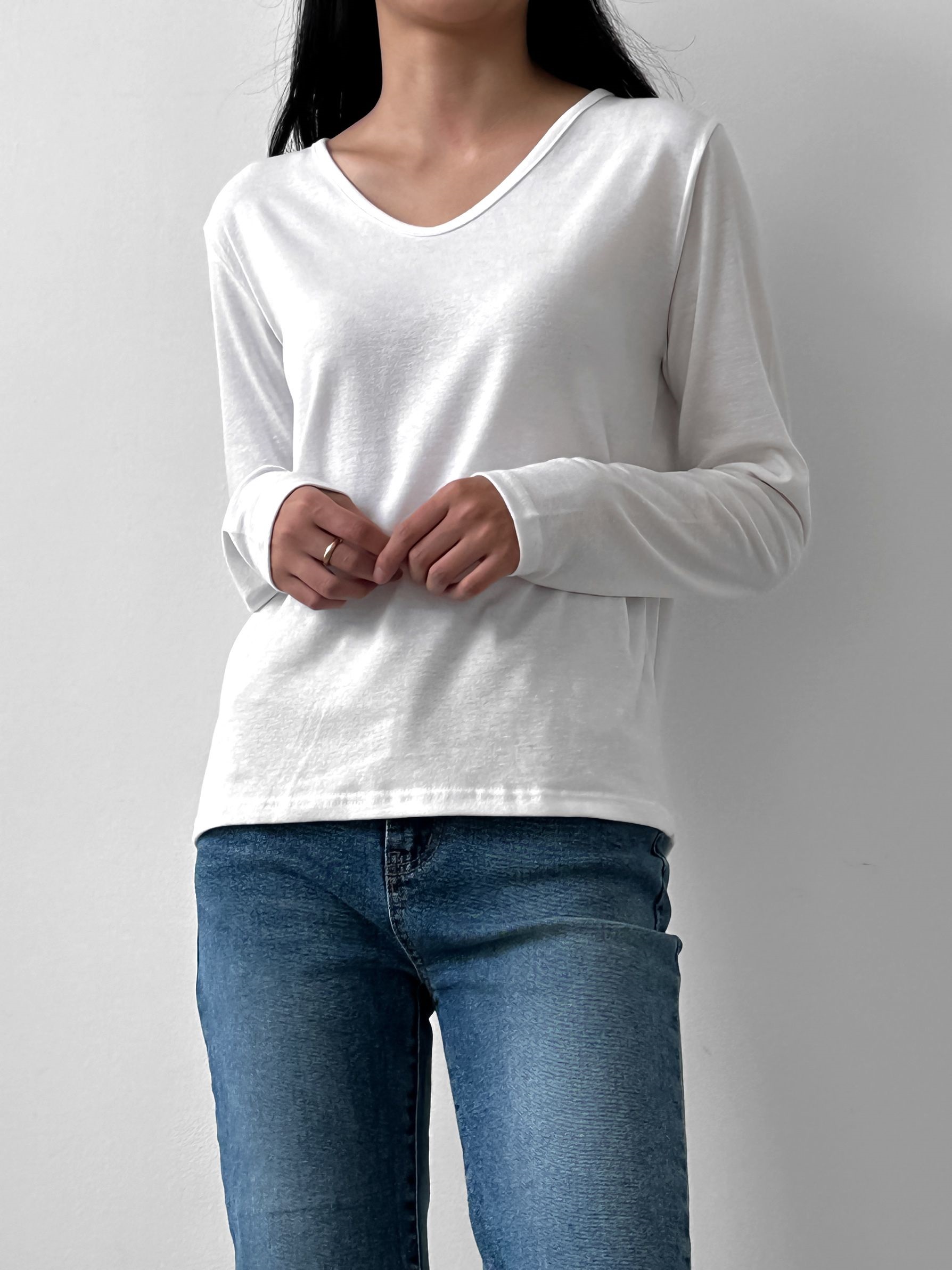カーブVネック長袖Tシャツ | 詳細画像13
