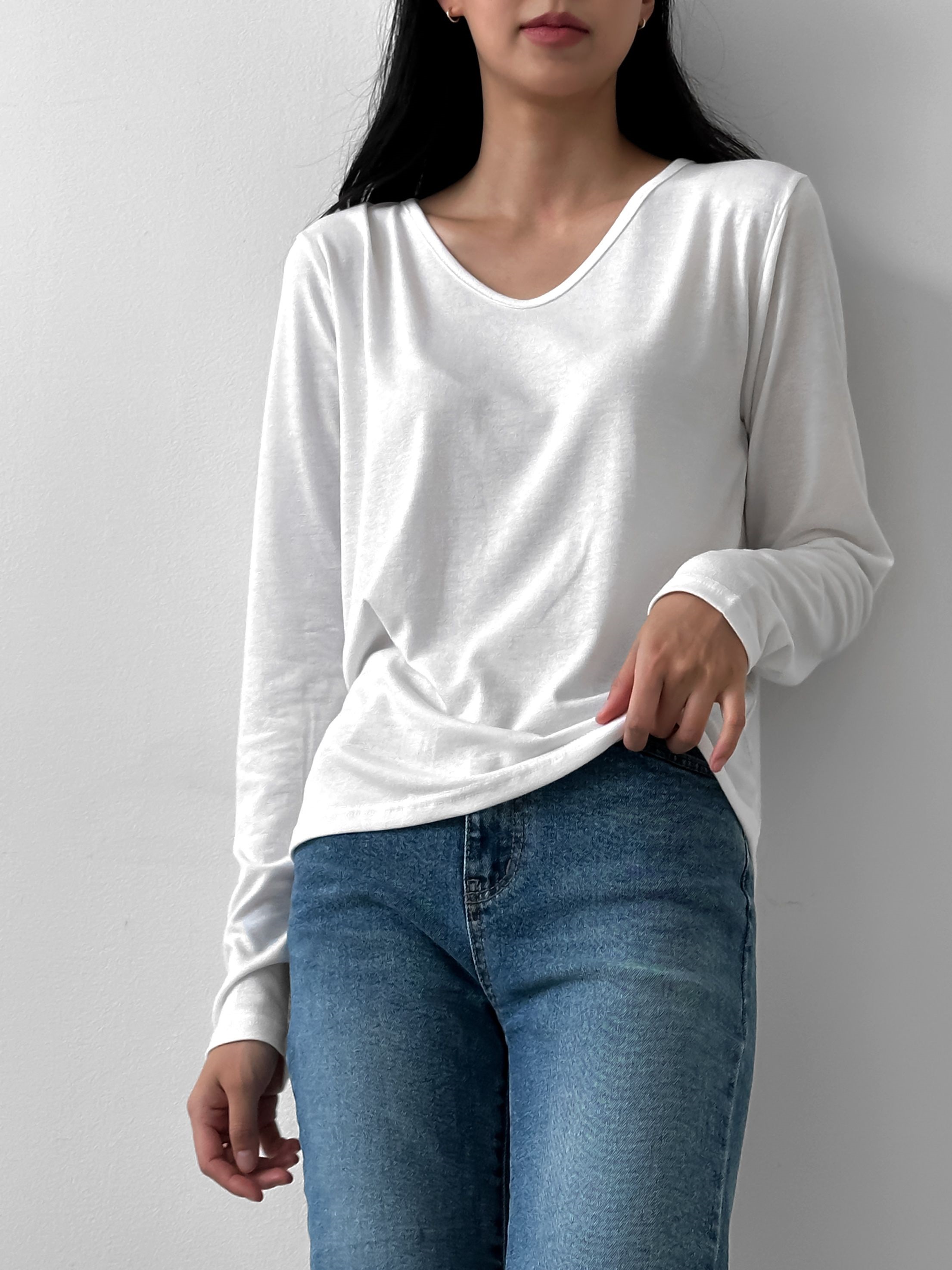 カーブVネック長袖Tシャツ | 詳細画像19