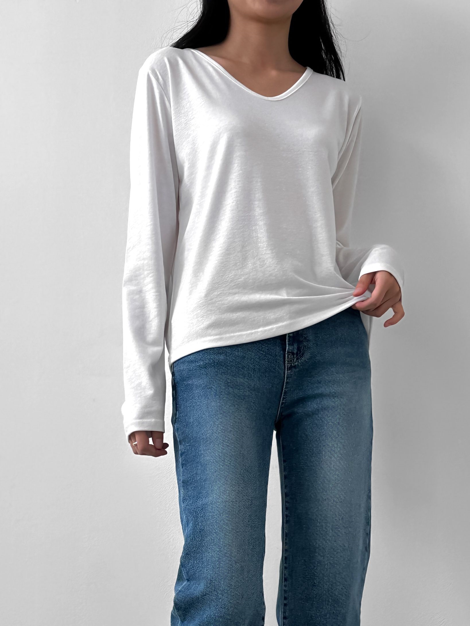 カーブVネック長袖Tシャツ | 詳細画像16