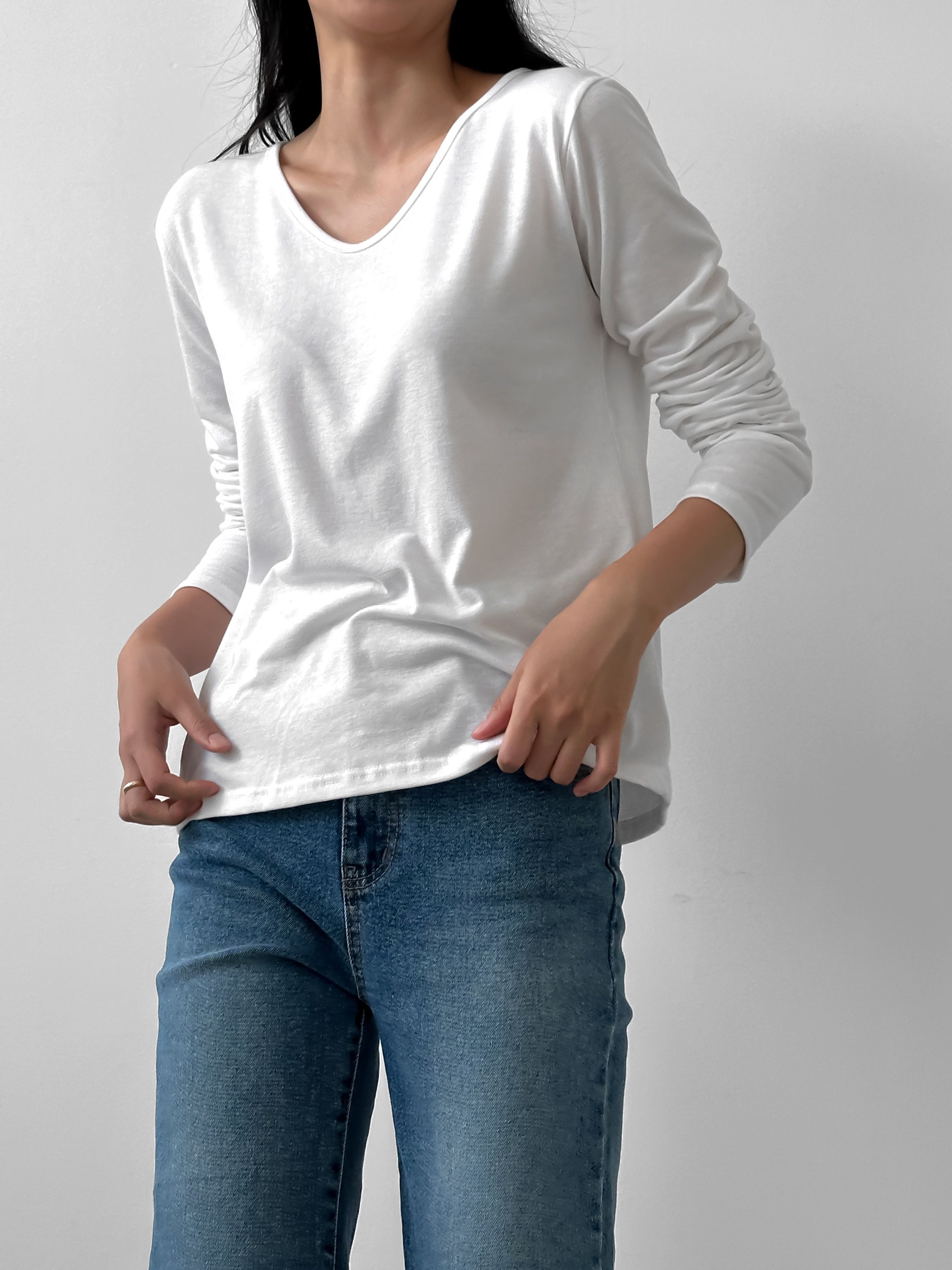 カーブVネック長袖Tシャツ | 詳細画像4