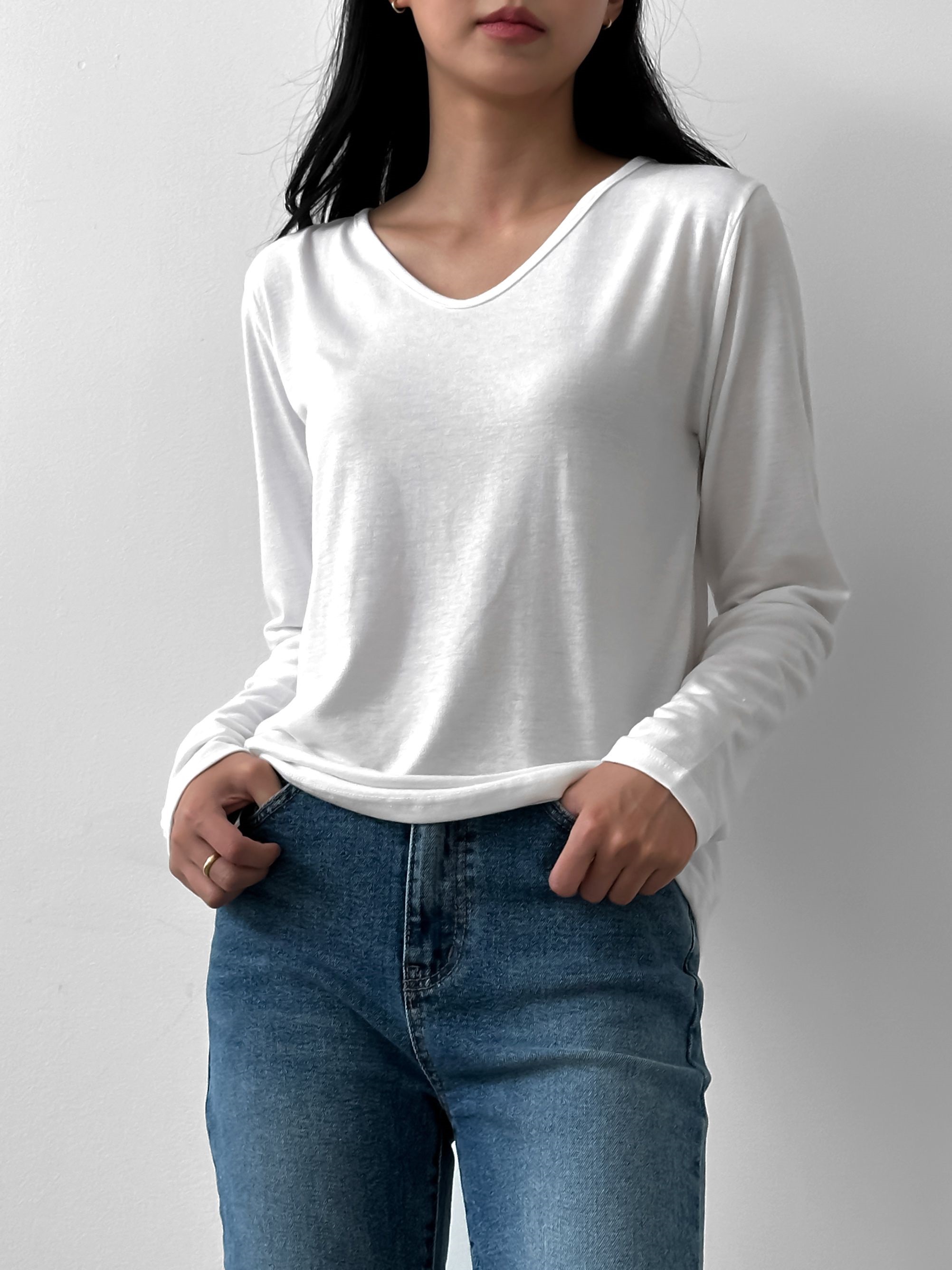 カーブVネック長袖Tシャツ | 詳細画像9