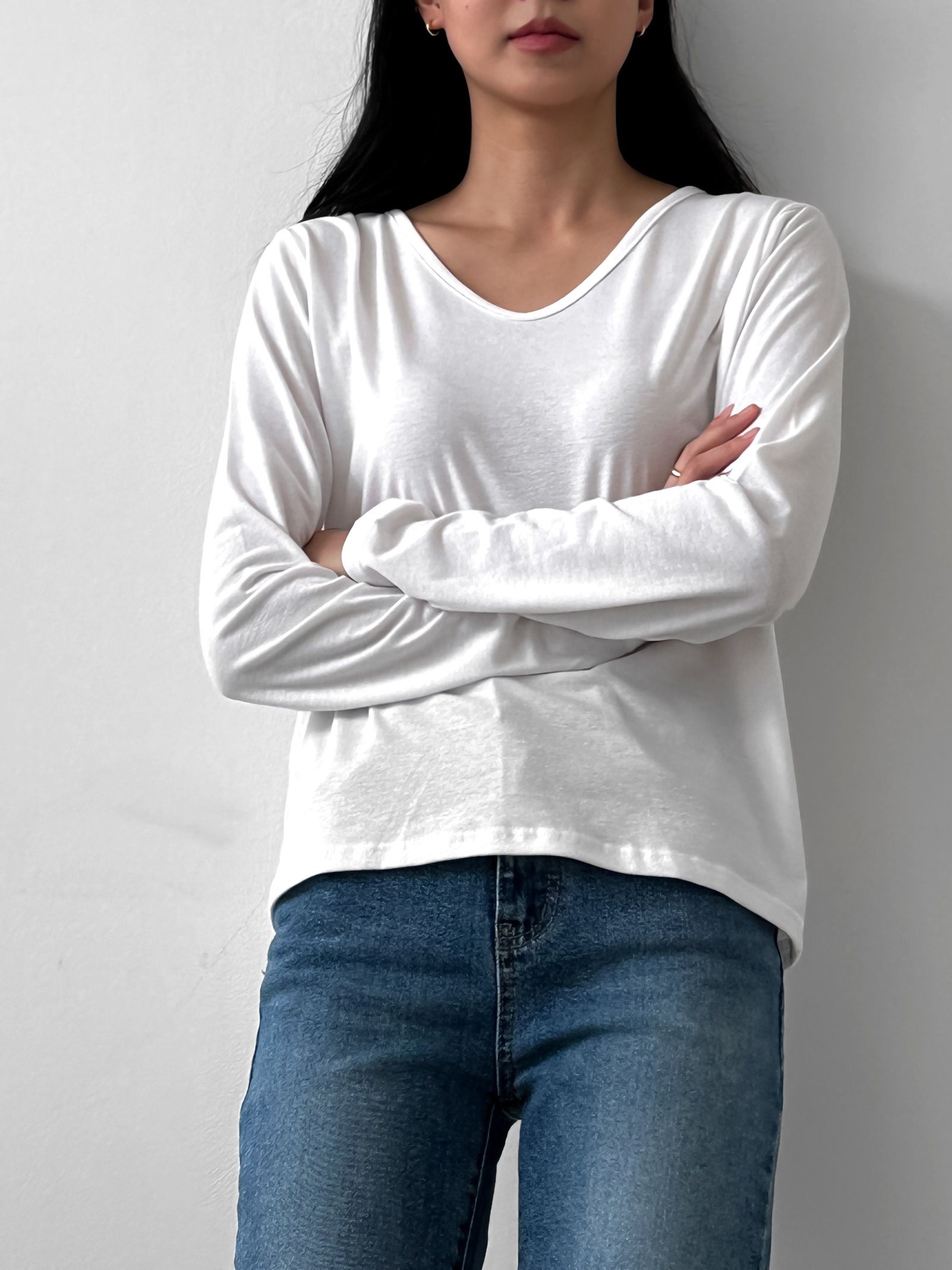 カーブVネック長袖Tシャツ | 詳細画像11