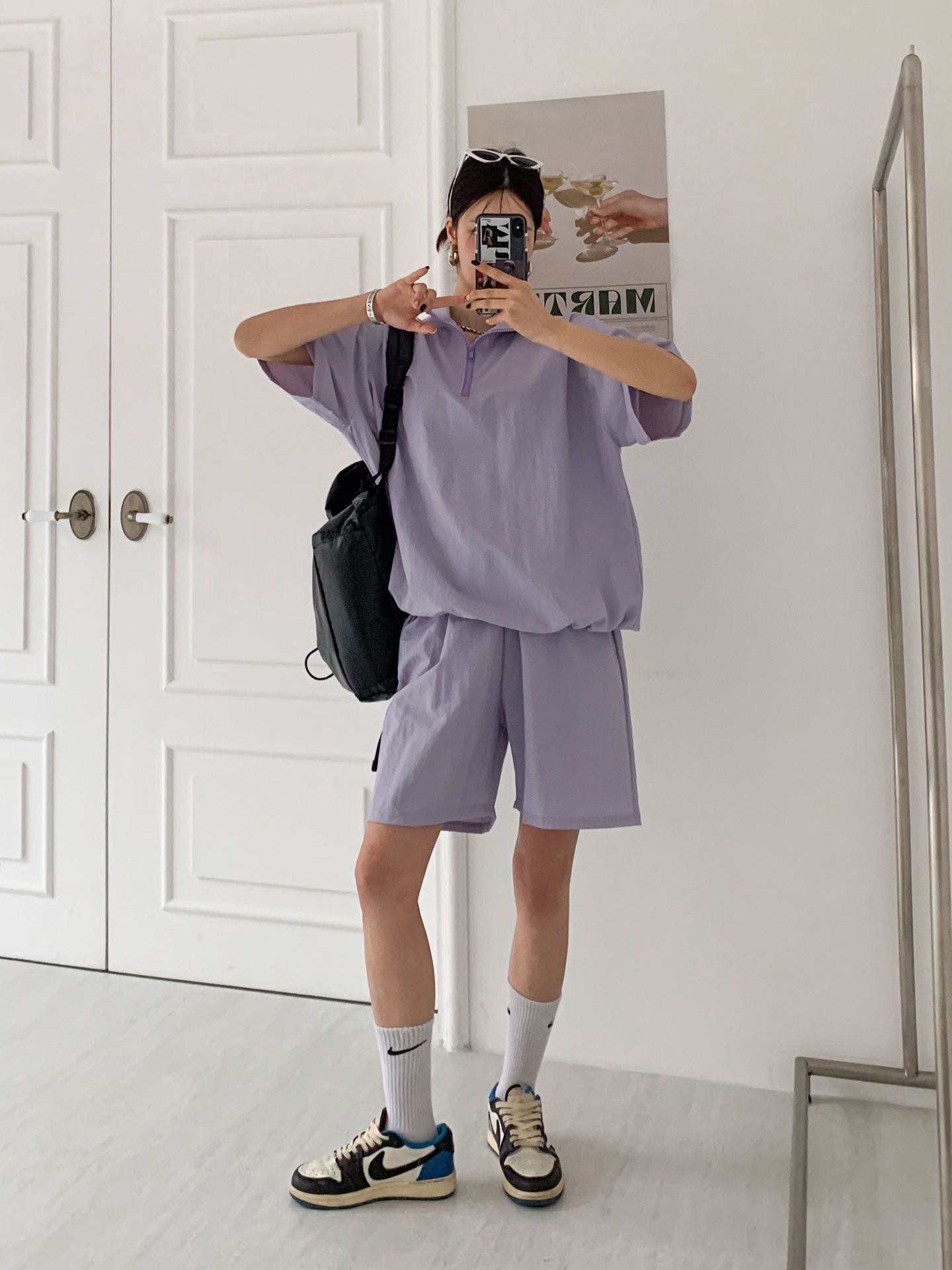 2WAYハーフジップドローコード半袖Tシャツ&ハーフパンツSET