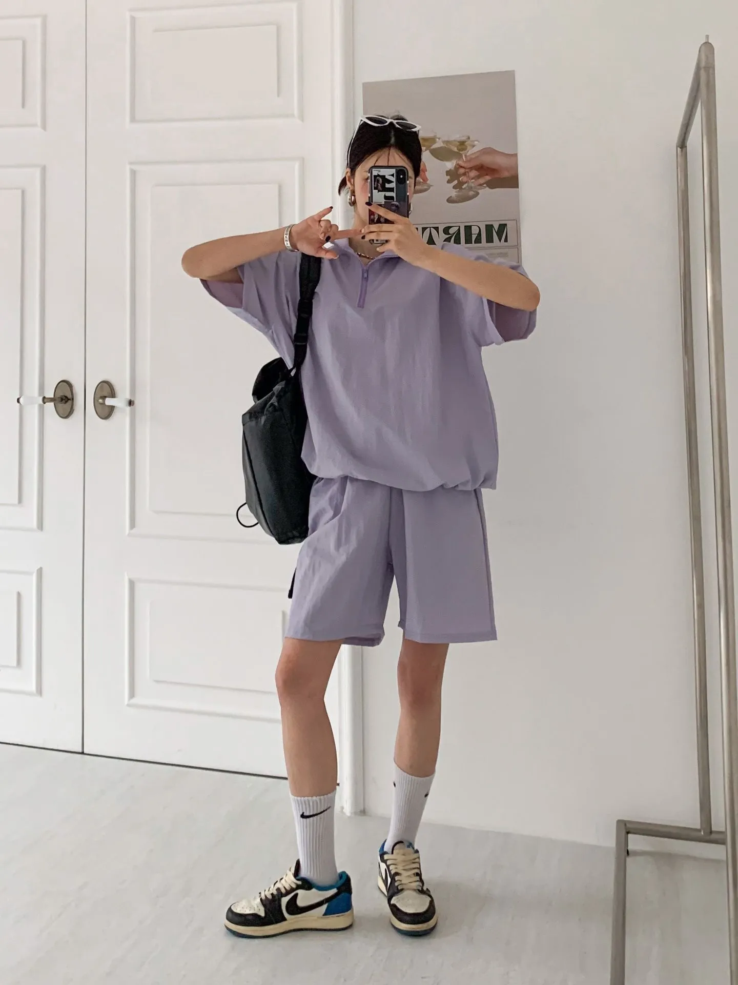 2WAYハーフジップドローコード半袖Tシャツ&ハーフパンツSET