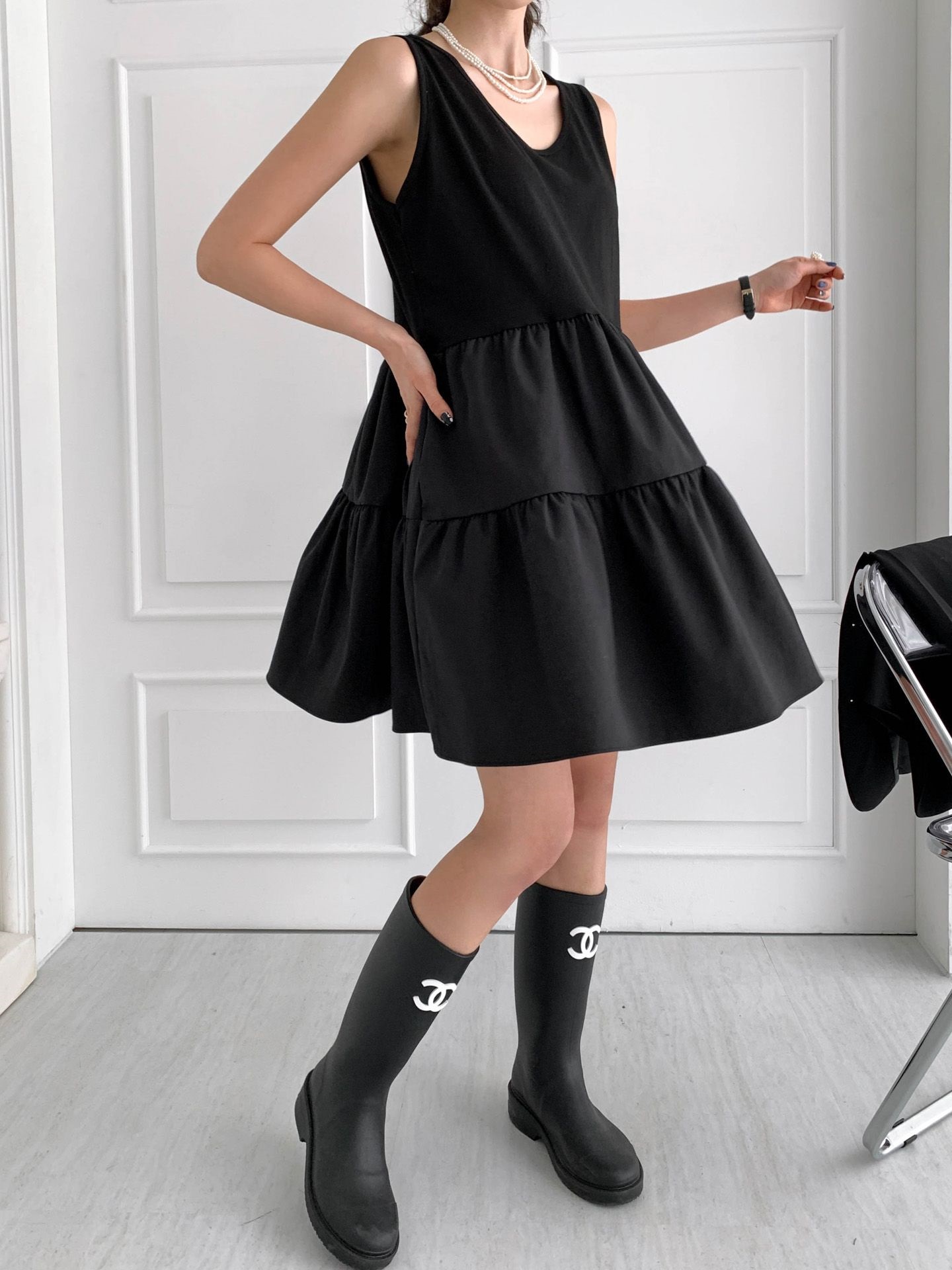 ティアードドッキングノースリワンピース(ミニ) | レディース