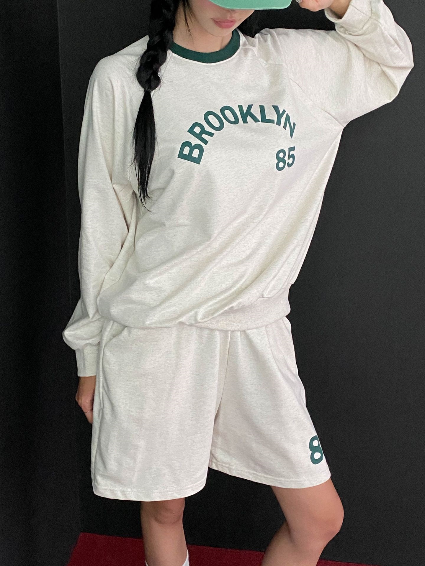 BROOKLYN配色ラグランスウェット&ハーフパンツSET | 詳細画像6