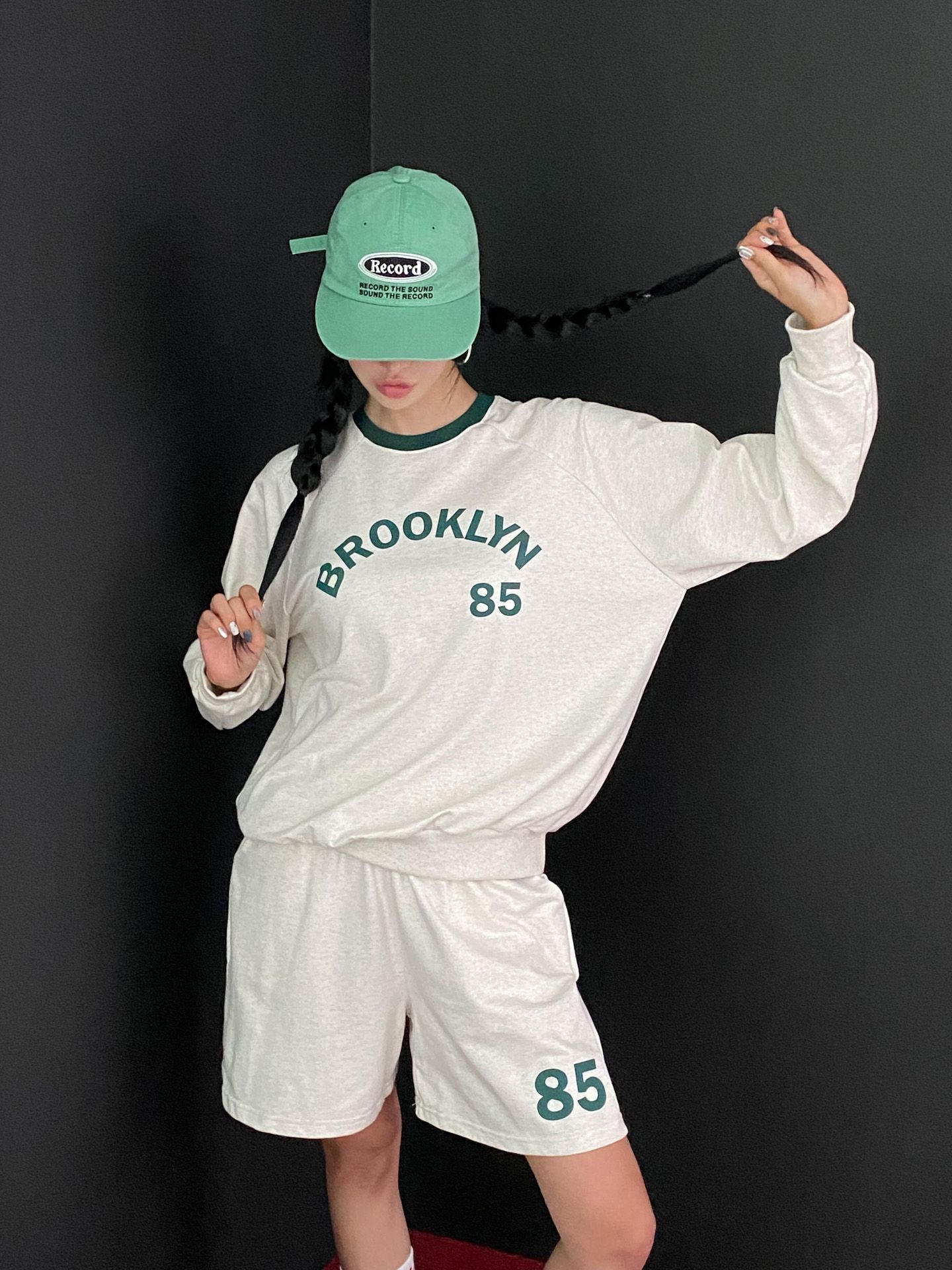 BROOKLYN配色ラグランスウェット&ハーフパンツSET | 詳細画像5