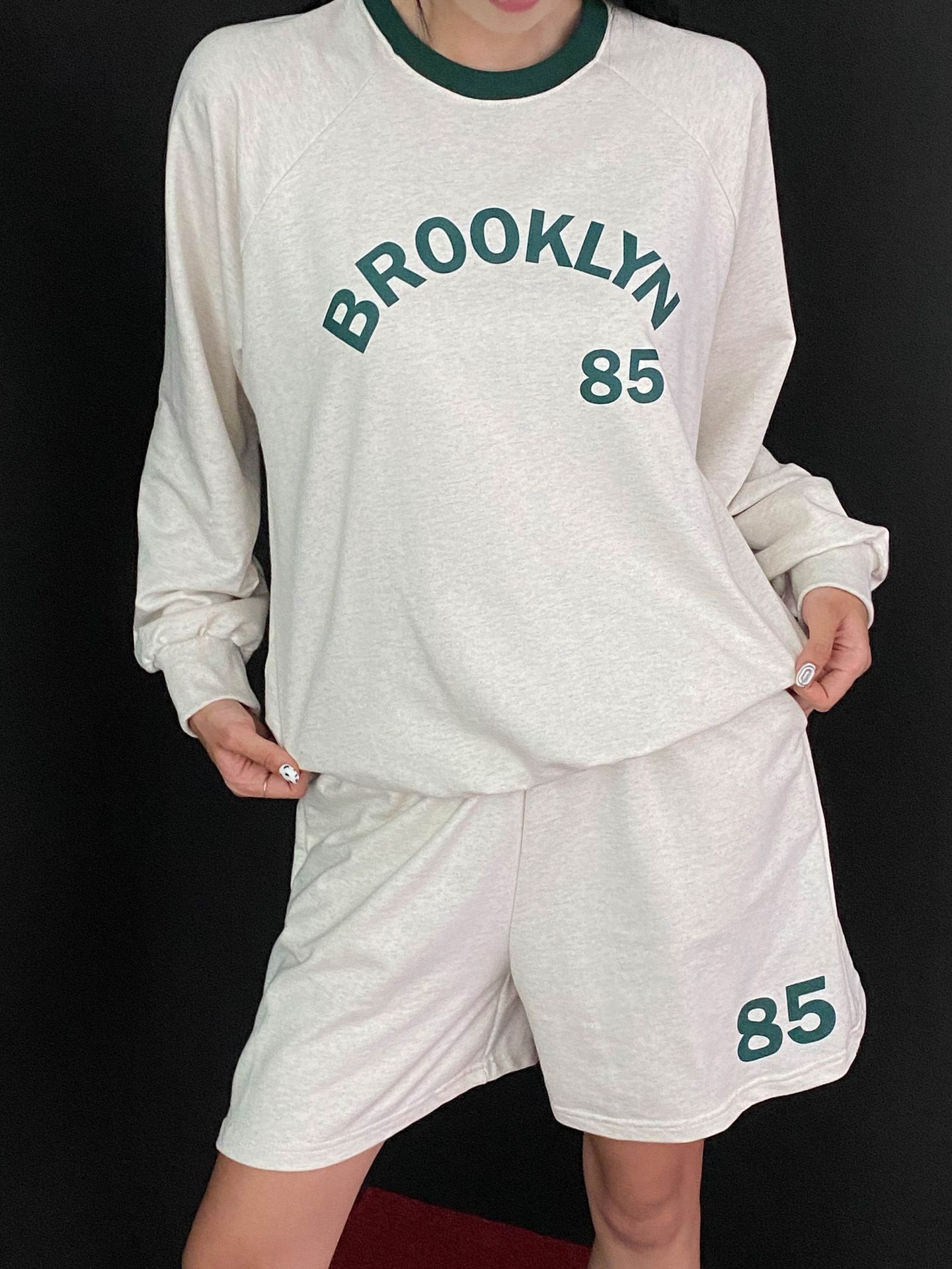 BROOKLYN配色ラグランスウェット&ハーフパンツSET | 詳細画像11