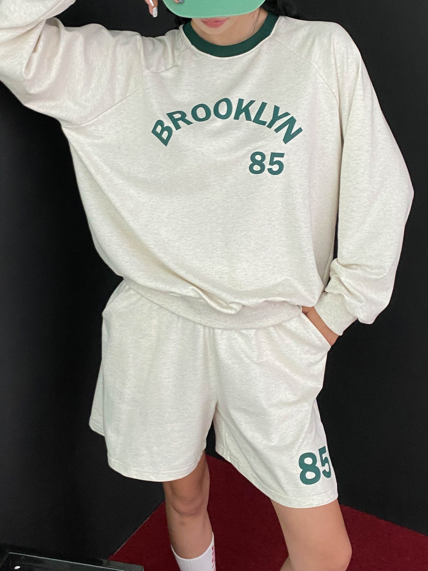 BROOKLYN配色ラグランスウェット&ハーフパンツSET | 詳細画像15