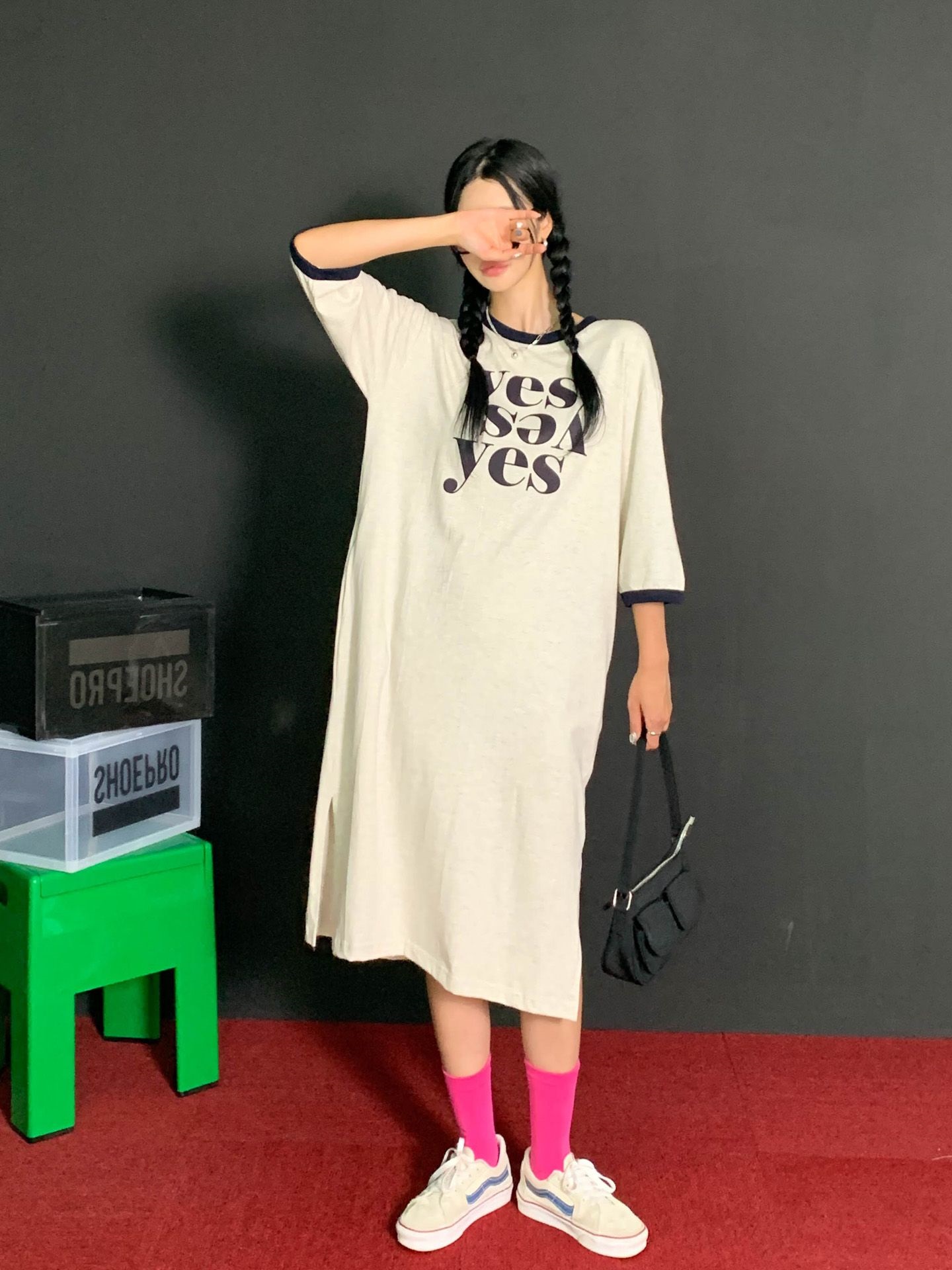 yesロゴリンガー半袖Tシャツワンピース | レディースファッション通販