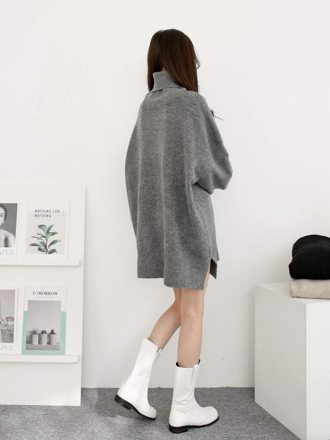 ウール混オフタートルスリットミニワンピース | 詳細画像6