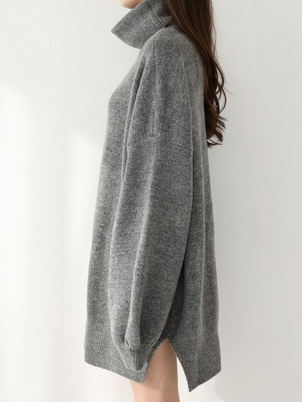 ウール混オフタートルスリットミニワンピース | 詳細画像18