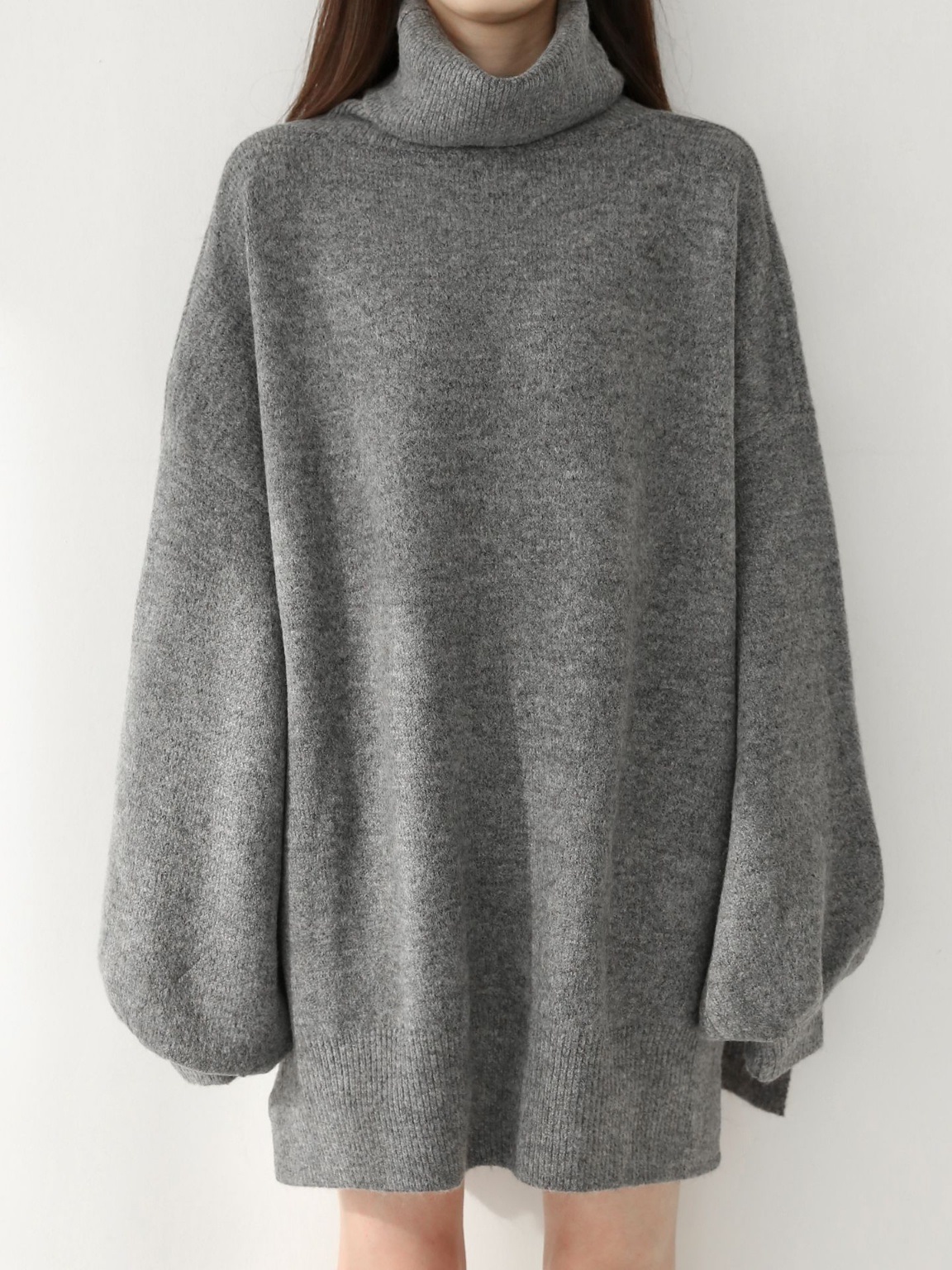 ウール混オフタートルスリットミニワンピース | 詳細画像20