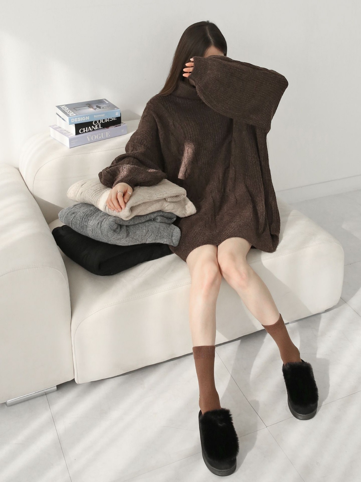 ウール混オフタートルスリットケーブルミニワンピース | 詳細画像6