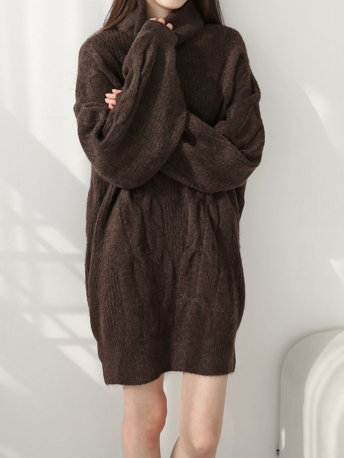 ウール混オフタートルスリットケーブルミニワンピース | 詳細画像14