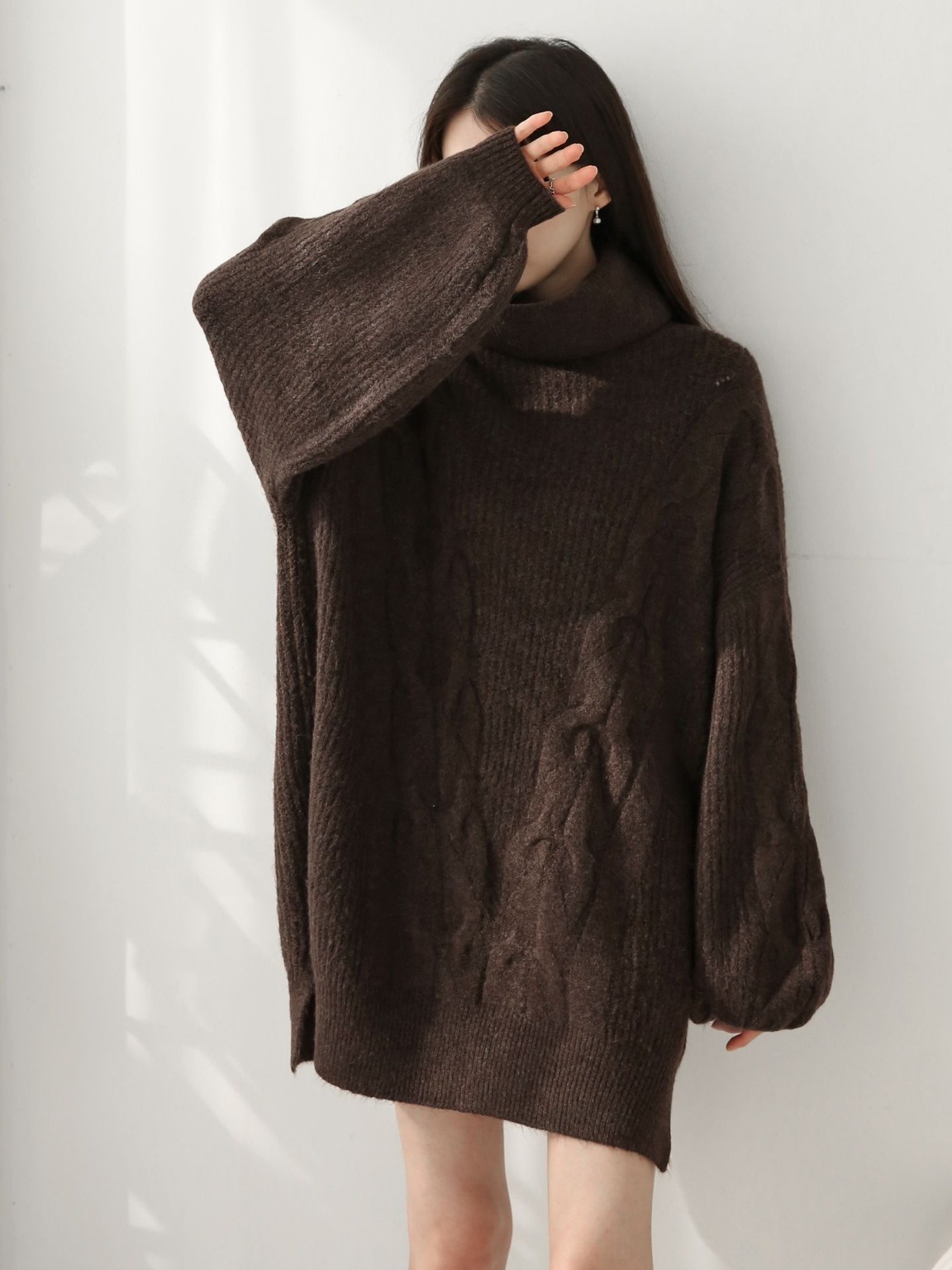 ウール混オフタートルスリットケーブルミニワンピース | 詳細画像20