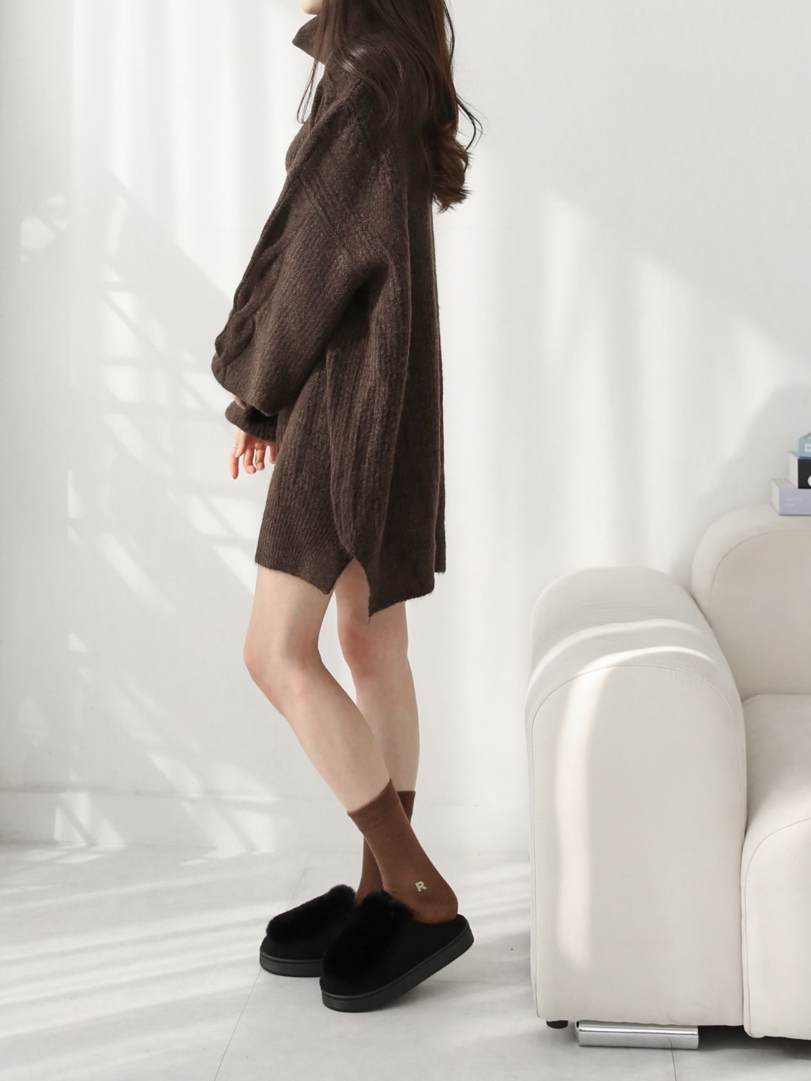 ウール混オフタートルスリットケーブルミニワンピース | 詳細画像21