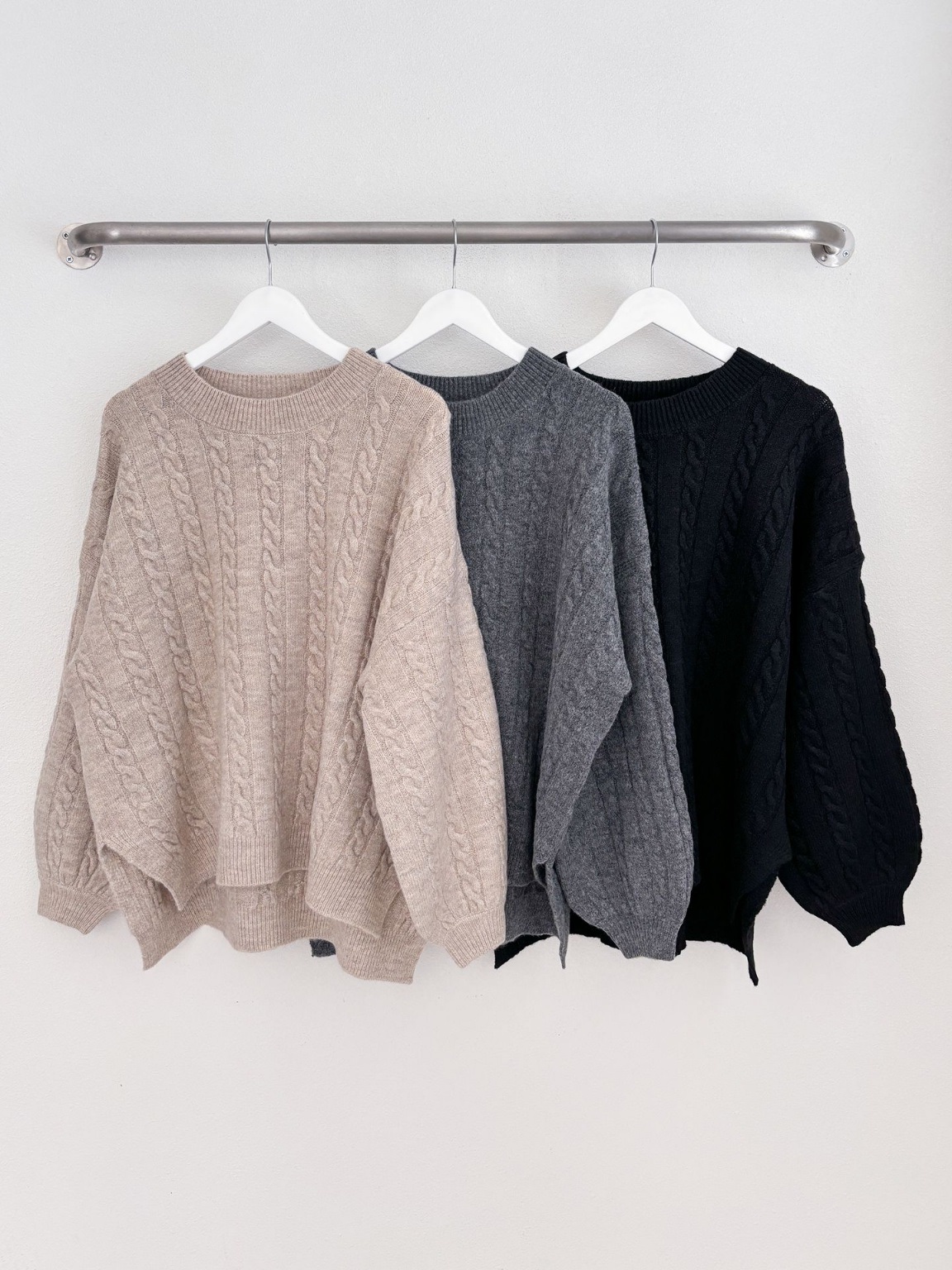 ウール混スリットバルーンスリーブケーブルニット | 詳細画像2