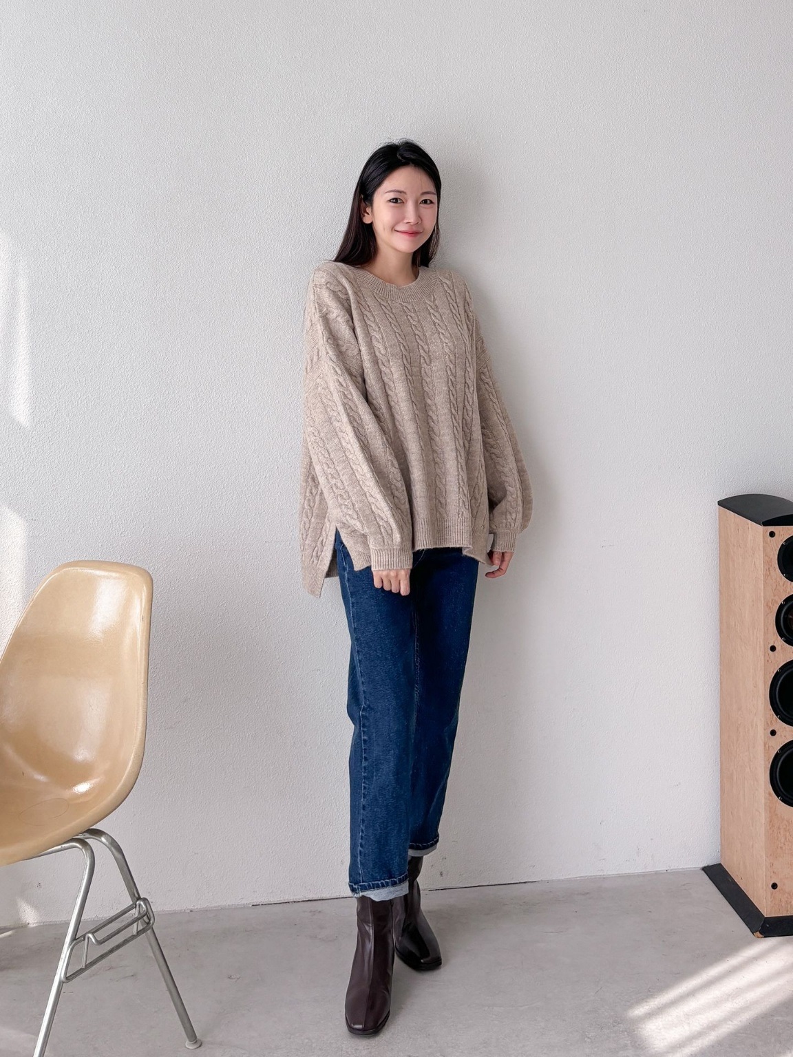 ウール混スリットバルーンスリーブケーブルニット | 詳細画像3