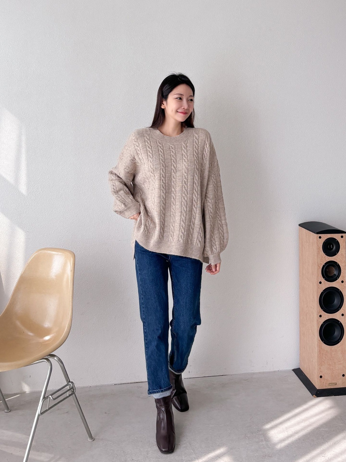 ウール混スリットバルーンスリーブケーブルニット | 詳細画像5