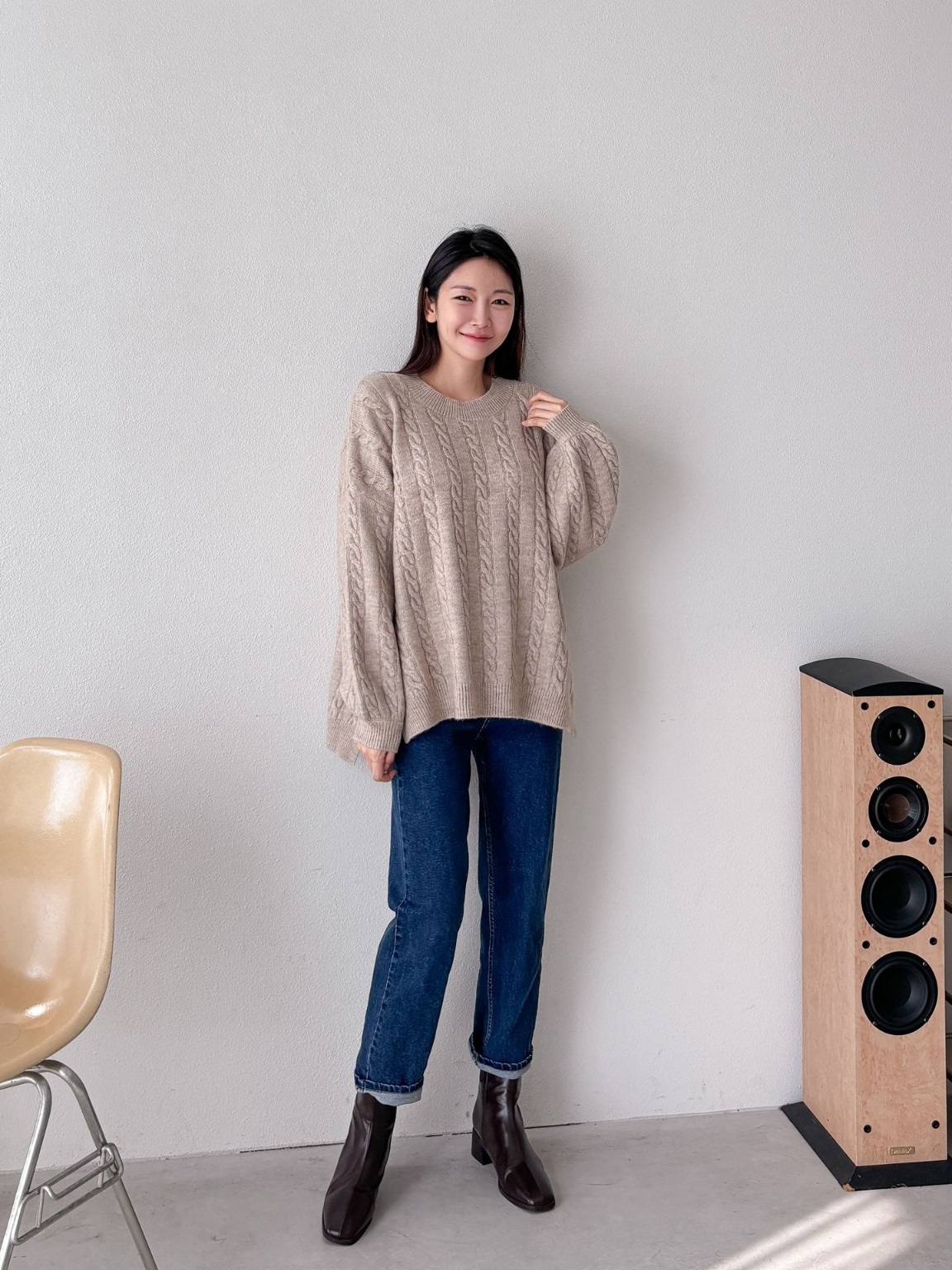 ウール混スリットバルーンスリーブケーブルニット | 詳細画像6