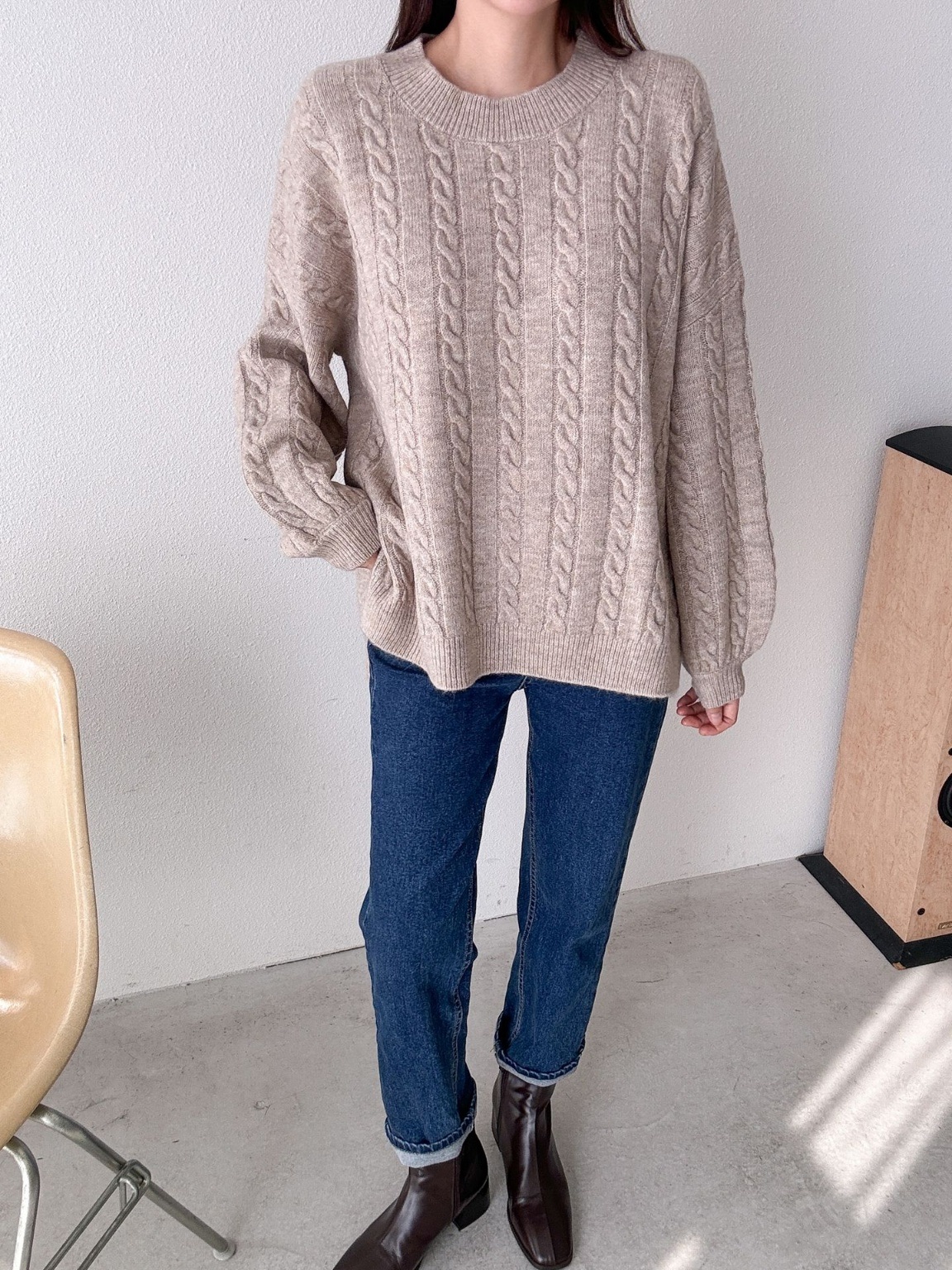 ウール混スリットバルーンスリーブケーブルニット | 詳細画像8