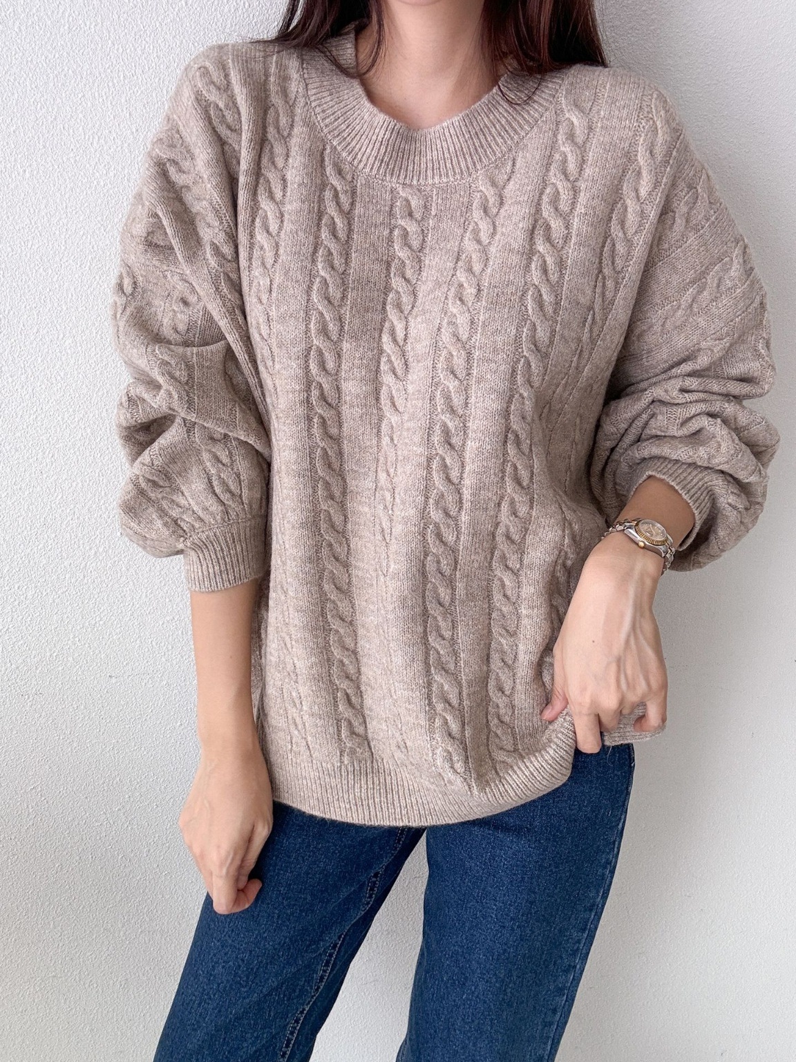 ウール混スリットバルーンスリーブケーブルニット | 詳細画像9
