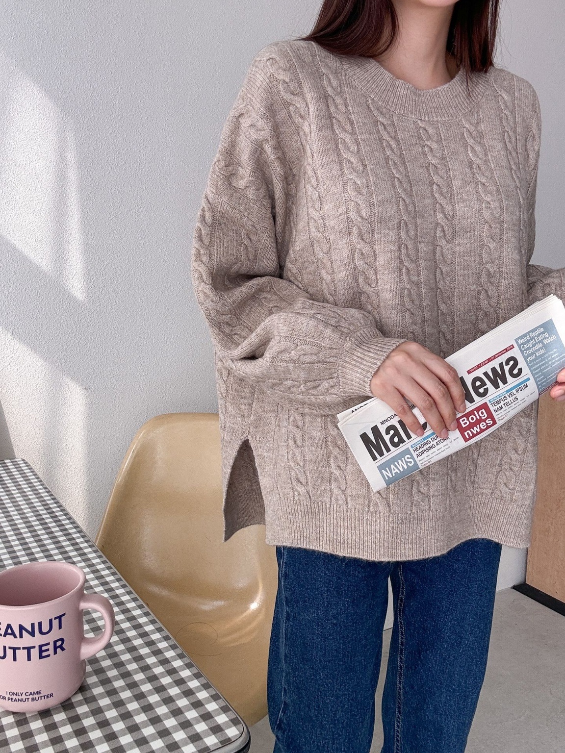 ウール混スリットバルーンスリーブケーブルニット | 詳細画像10