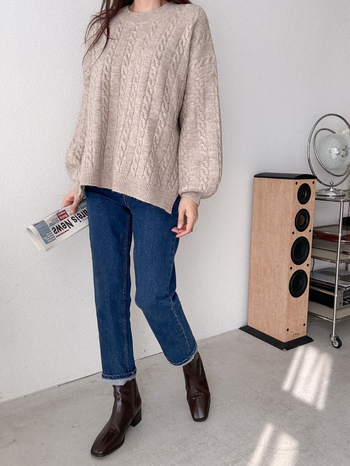 ウール混スリットバルーンスリーブケーブルニット | 詳細画像11