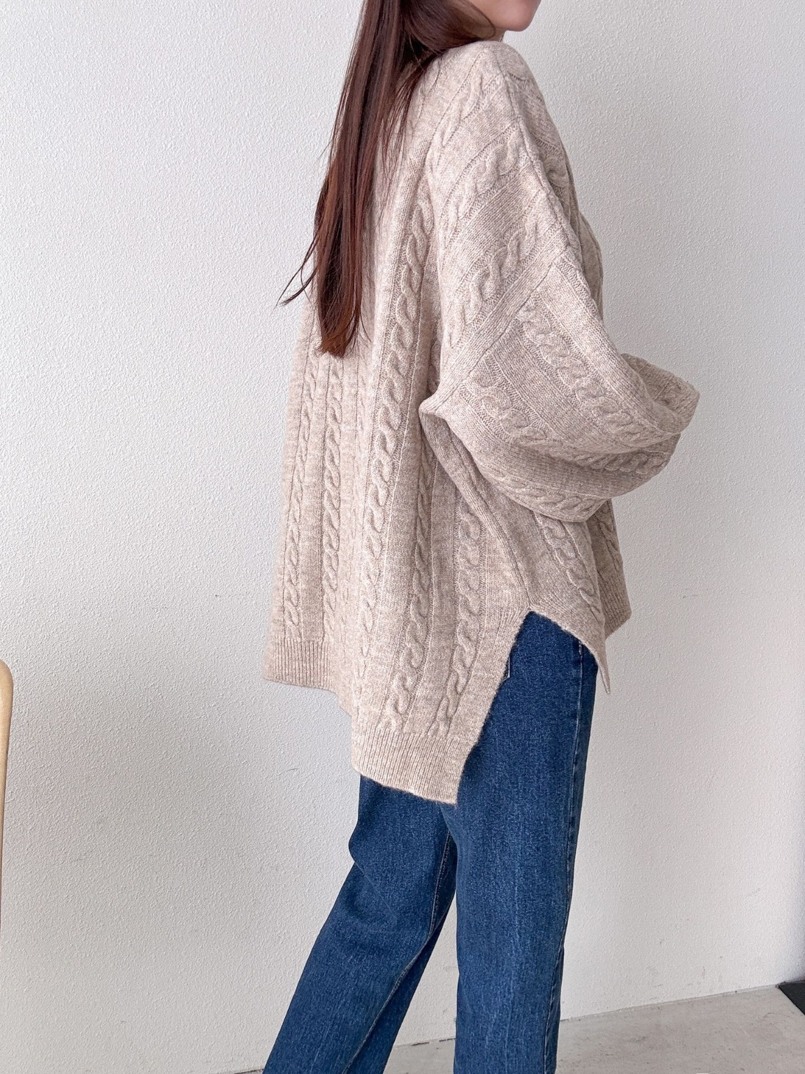 ウール混スリットバルーンスリーブケーブルニット | 詳細画像12