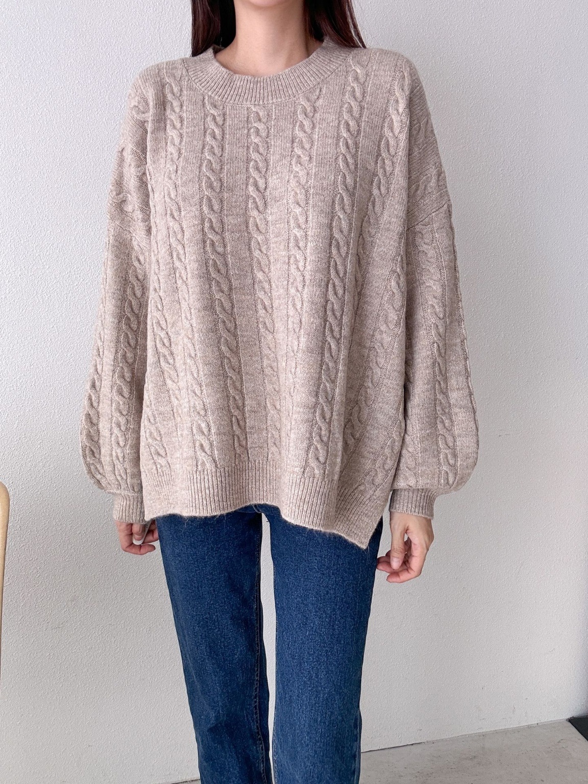 ウール混スリットバルーンスリーブケーブルニット | 詳細画像13